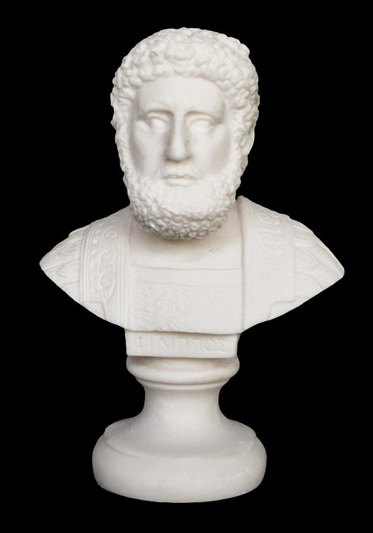 Philip II Head Bust - King of Macedonia - 382–336 BC - Expanded his Empire over all of Greece - Father of Alexander the Great - Alabaster