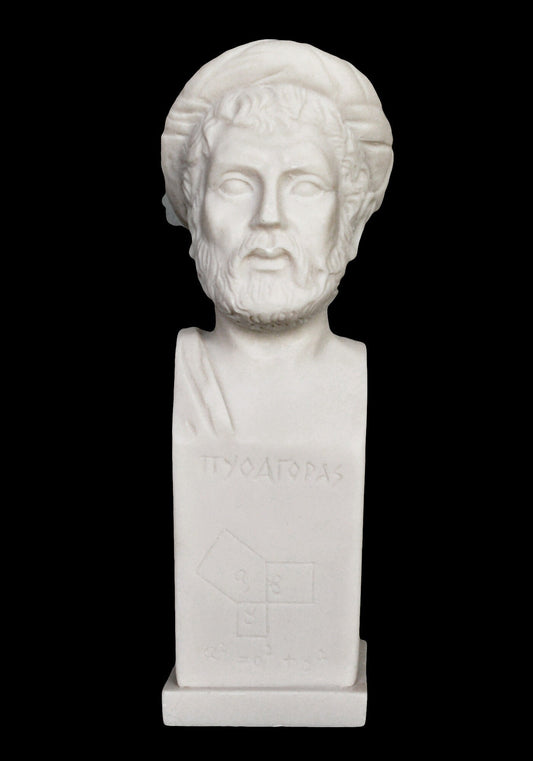 Pythagoras of Samos Bust - 570–495 BC - Ancient Greek Philosopher and Mathematician - Immortality of the Soul - Alabaster Statue