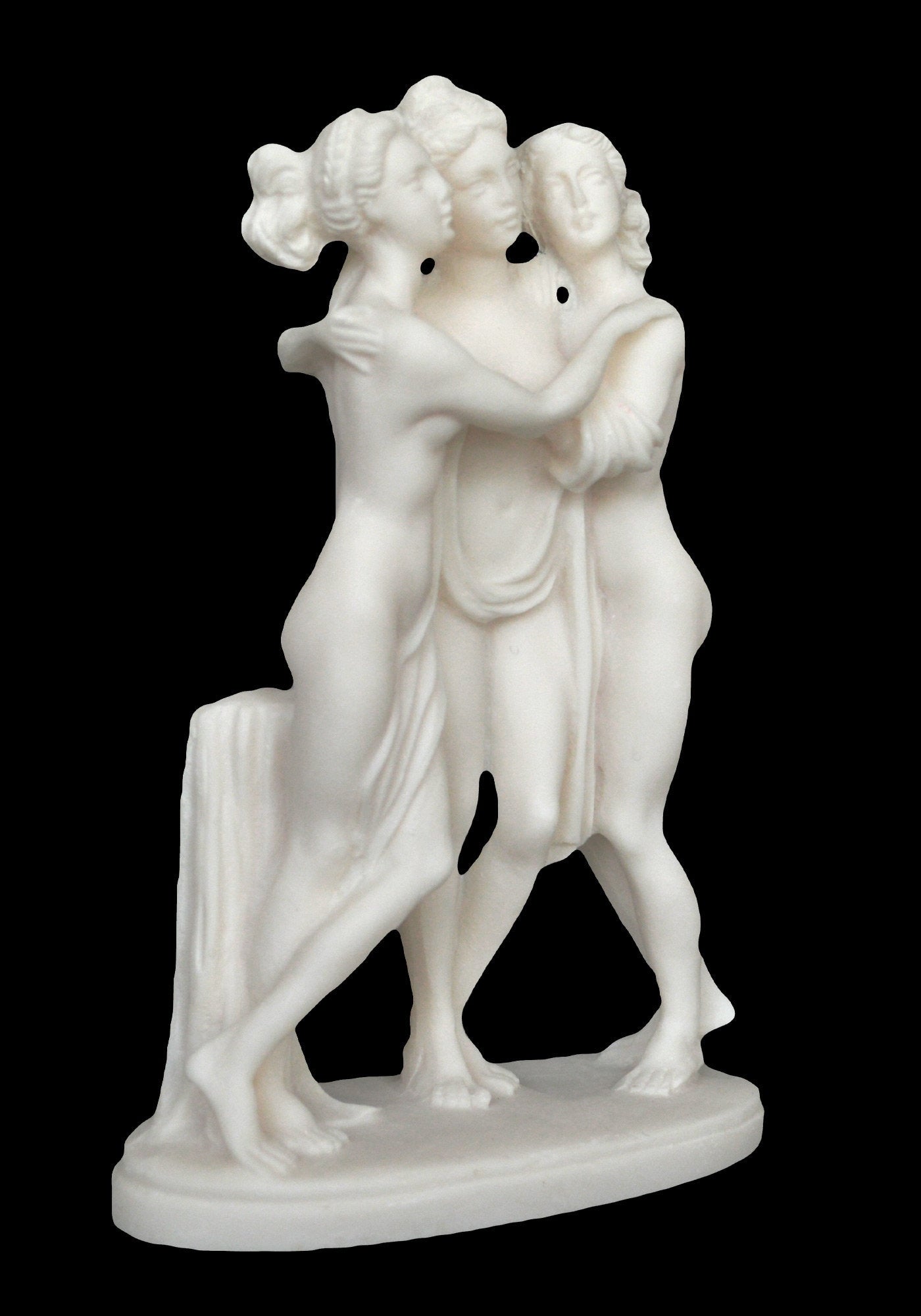 Three Graces Gratiae - Euphrosyne, Aglaia, and Thalia - Greek Roman Goddesses of Pleasure, Creativity - Alabaster Sculpture Statue