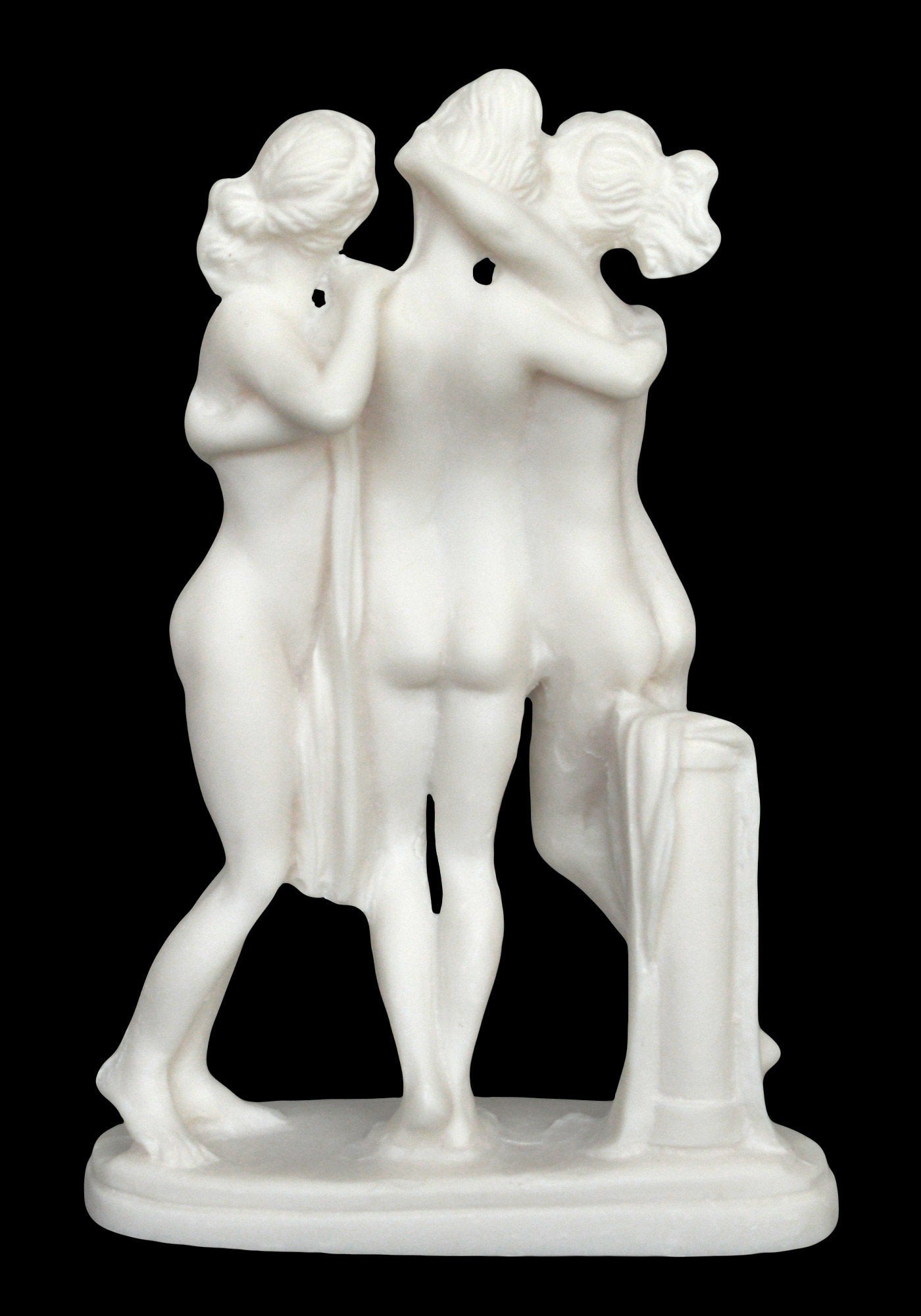 Three Graces Gratiae - Euphrosyne, Aglaia, and Thalia - Greek Roman Goddesses of Pleasure, Creativity - Alabaster Sculpture Statue