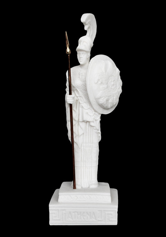 Athena Minerva - Greek Roman Goddes of Wisdom, Strength, Strategy, Courage, Inspiration, Arts, Crafts, and Skill  -  Alabaster Statue