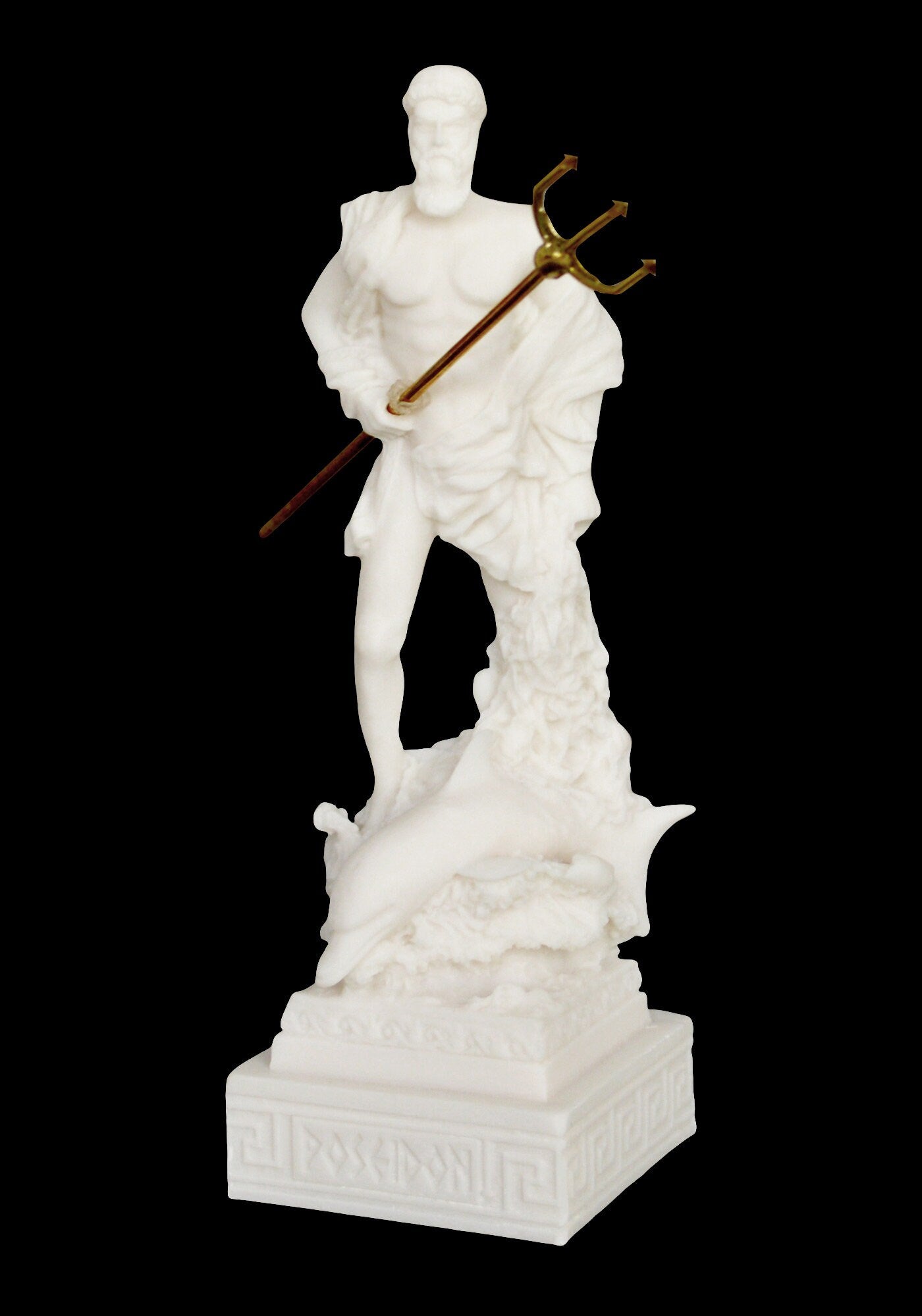 Poseidon Neptune - Greek Roman God of the Sea, Storms, Earthquakes and Horses - stilled the angry waves - Alabaster Statue