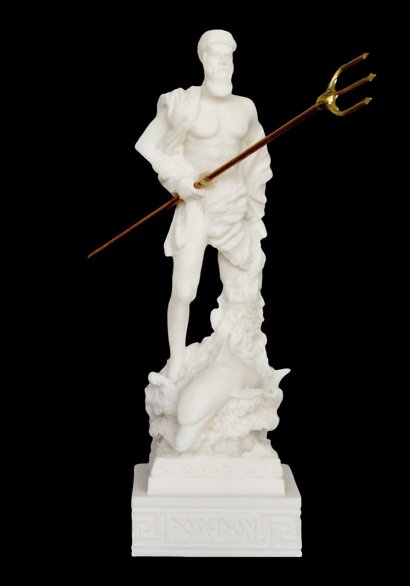 Poseidon Neptune - Greek Roman God of the Sea, Storms, Earthquakes and Horses - stilled the angry waves - Alabaster Statue