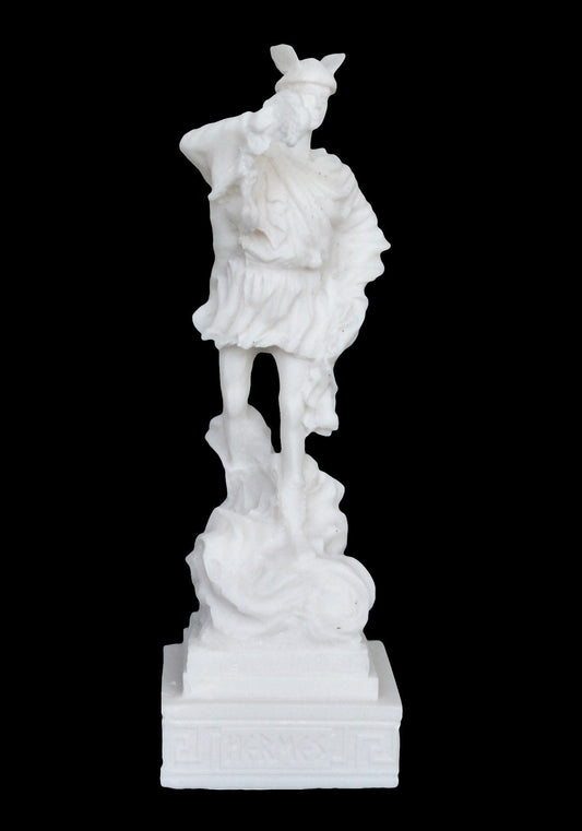 Hermes Mercury - God of Trade, Wealth, Luck, Fertility, Animal Husbandry, Sleep, Language, Thieves, and Travel -Alabaster Statue