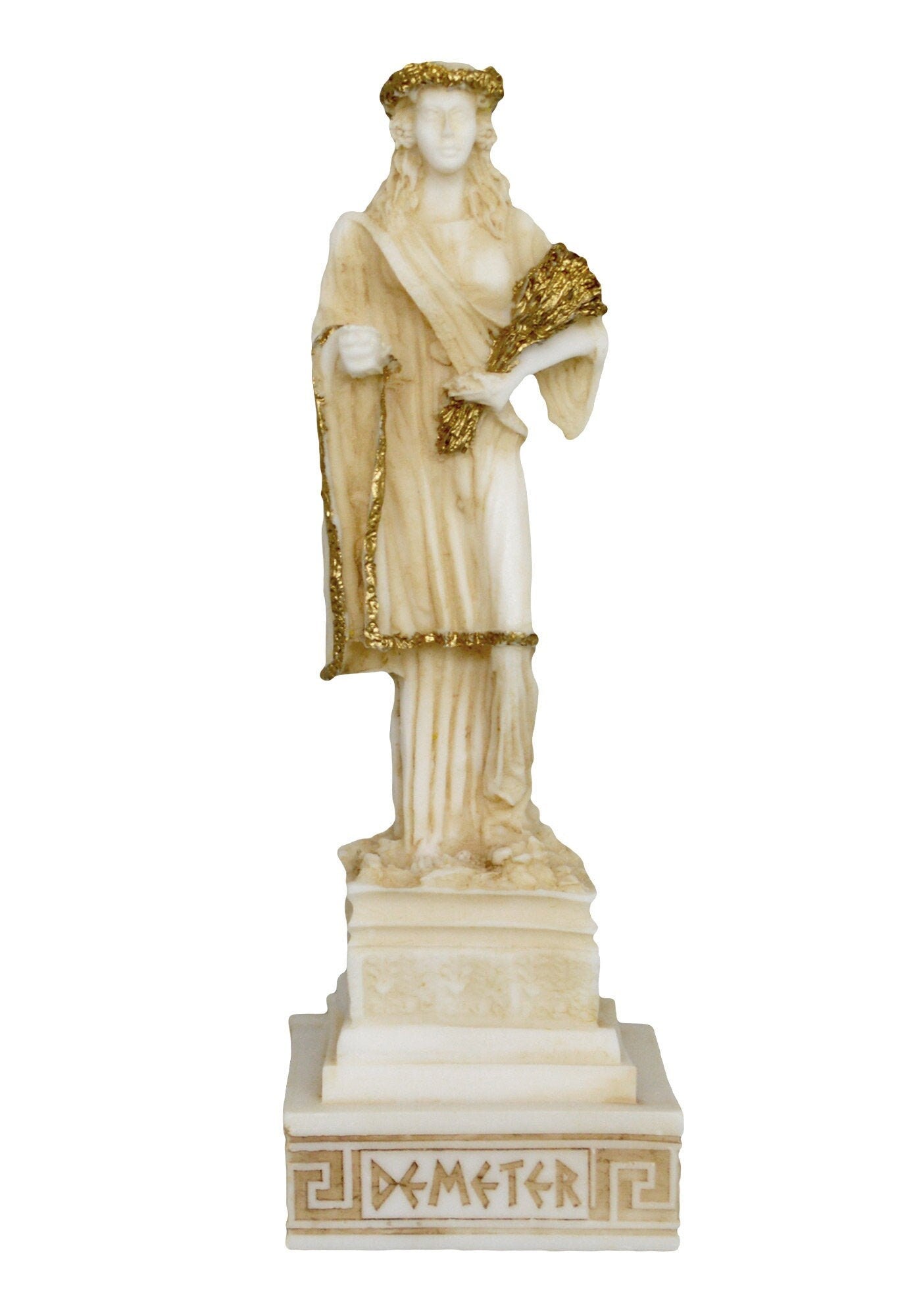 Demeter Ceres - Greek Roman Olympian Goddess of Agriculture and Harvest - Daughter of Cronus and Rhea - Aged Alabaster Statue