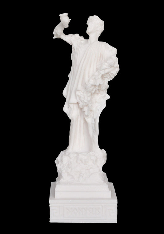 Dionysus Bacchus - Greek Roman God of Wine, Fertility, Ritual Madness, Theater and Religious Ecstasy - Alabaster Statue