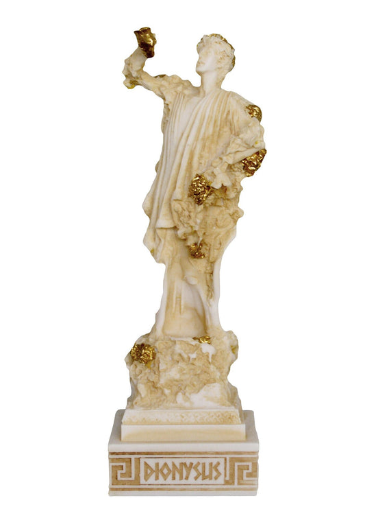 Dionysus Bacchus - Greek Roman God of Wine, Ecstasy, Pleasure, Fertility - Aged Alabaster Statue