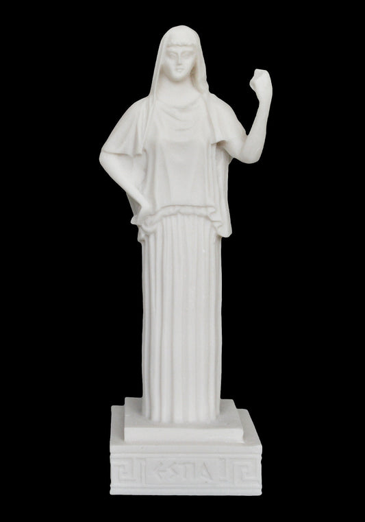 Hestia Vesta - Greek Roman Goddess of Hearth, Right Ordering of Domesticity, Family, Home and the State - Alabaster Statue