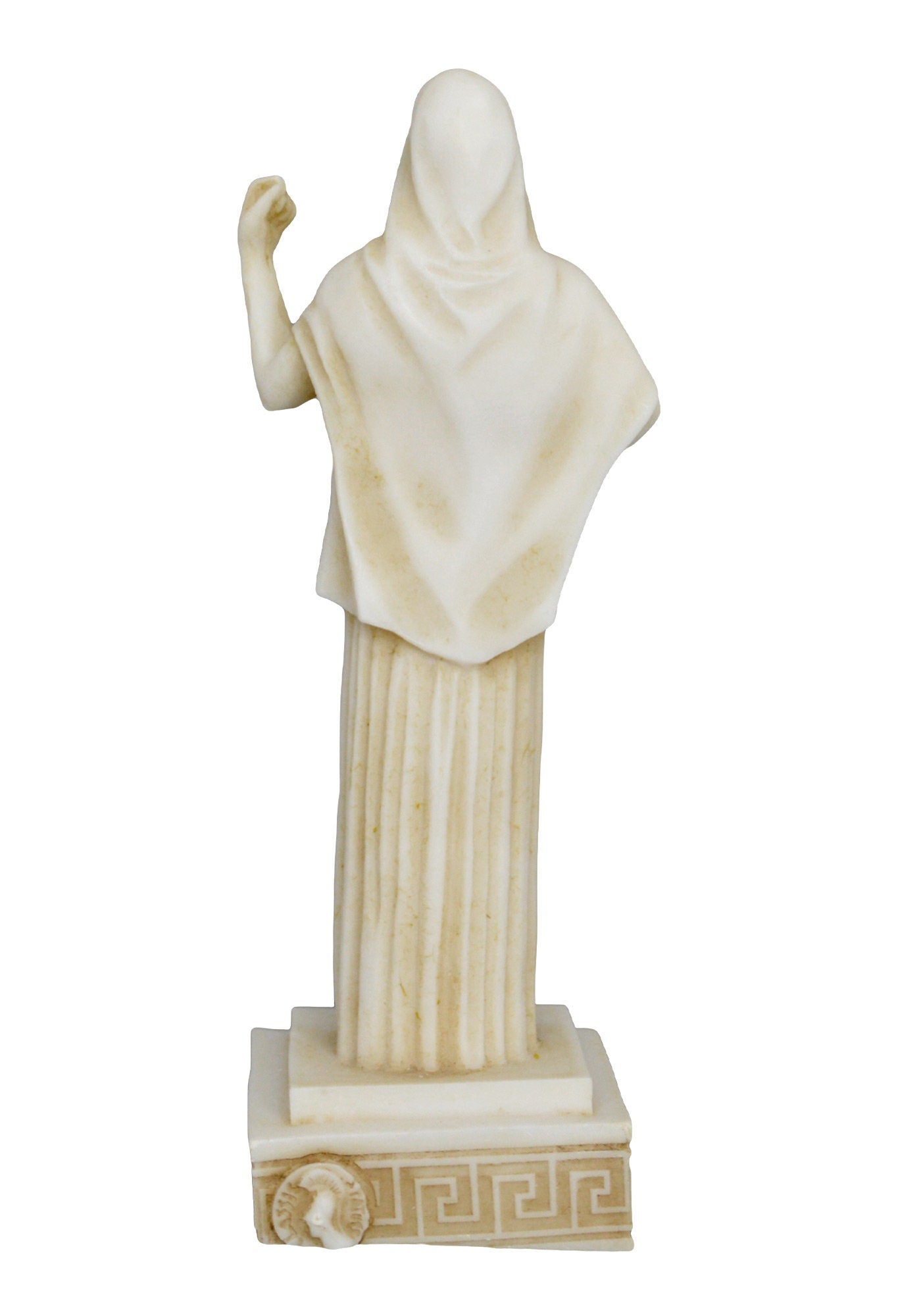 Hestia Vesta - Greek Roman virgin goddess of the hearth and the home - The first child of the Titans Cronus and Rhea - Aged Alabaster Statue