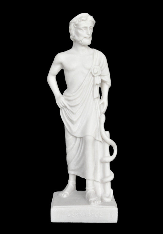 Asclepius - Ancient Greek Hero - God of Medicine and Doctors - Represents the Healing Aspect of the Medical Arts - Alabaster Statue