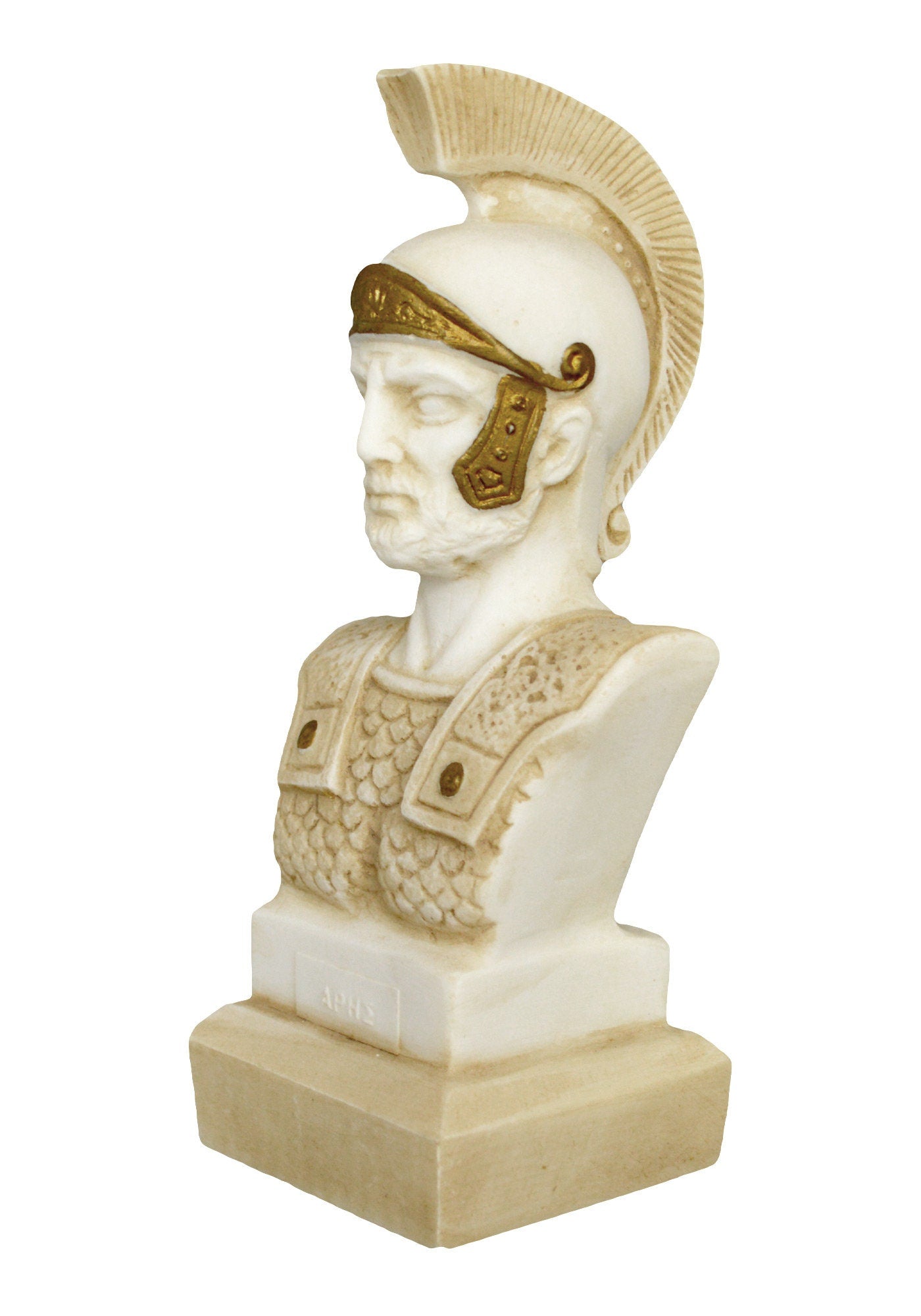 Ares Mars Bust - Greek Roman God of War and Courage - Spirit of Battle - Son of Zeus and Hera - Olympian God - Aged Alabaster