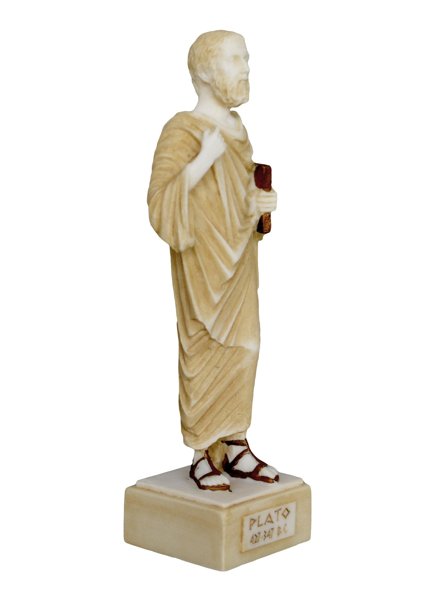 Plato - Ancient Greek Philosopher whose writings are still a major part of philosophical thought - Academy - Aged Alabaster Statue