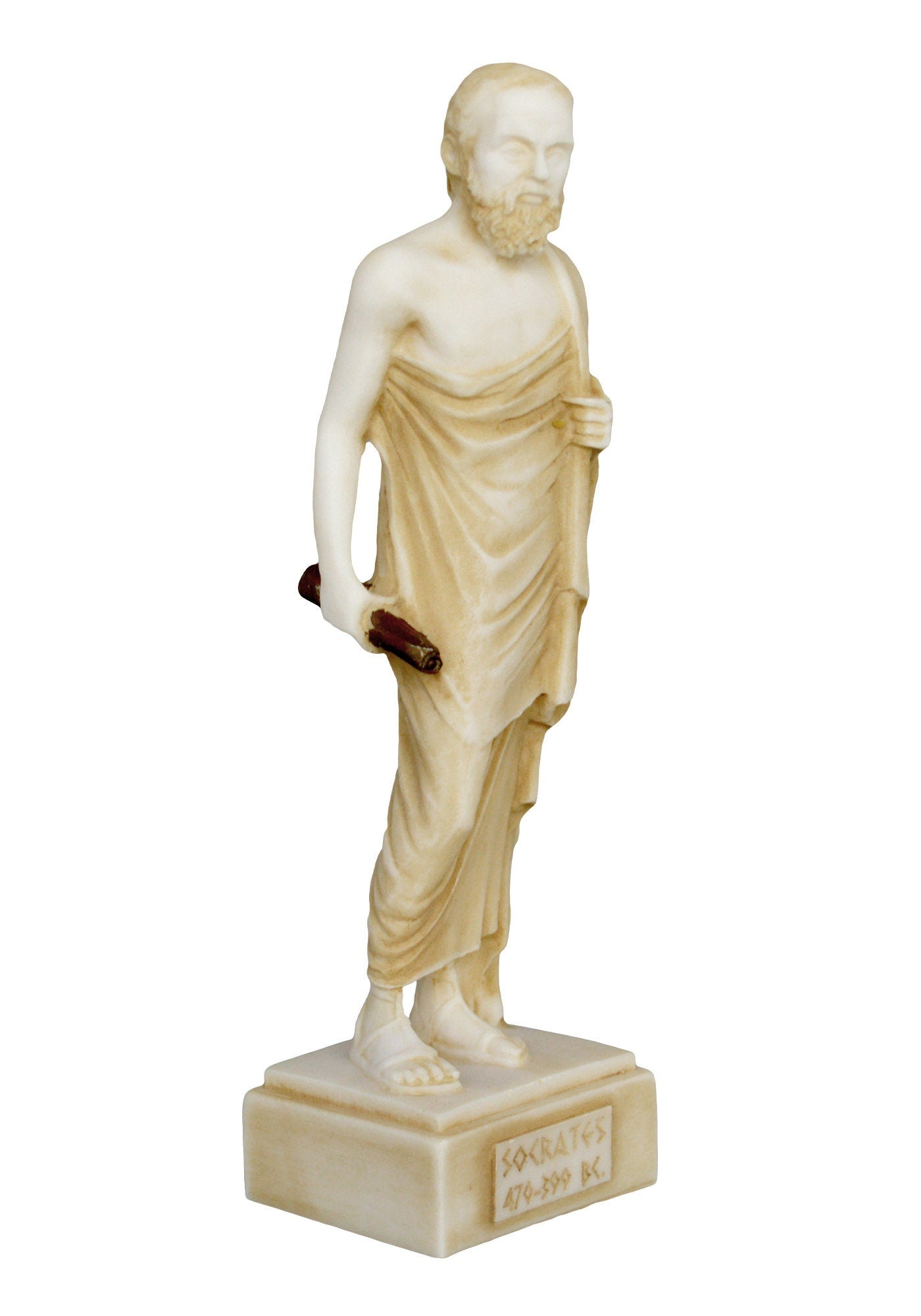 Socrates - Ancient Greek Philosopher - 470-399 BC - Teacher of Plato - Father of Western Philosophy - Aged Alabaster Statue