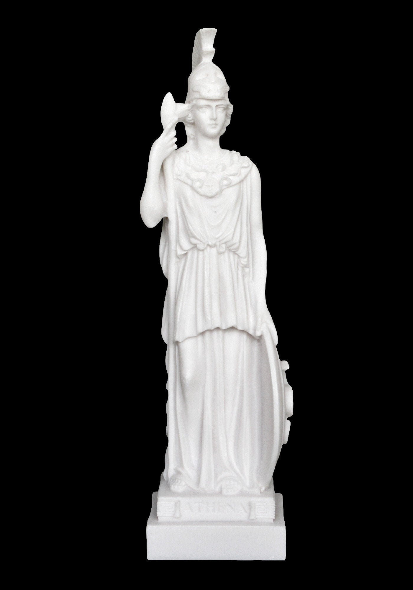 Athena Minerva - Greek Roman Goddes of Wisdom, Strength, Strategy, Courage, Inspiration, Arts, Crafts, and Skill - Alabaster Sculpture