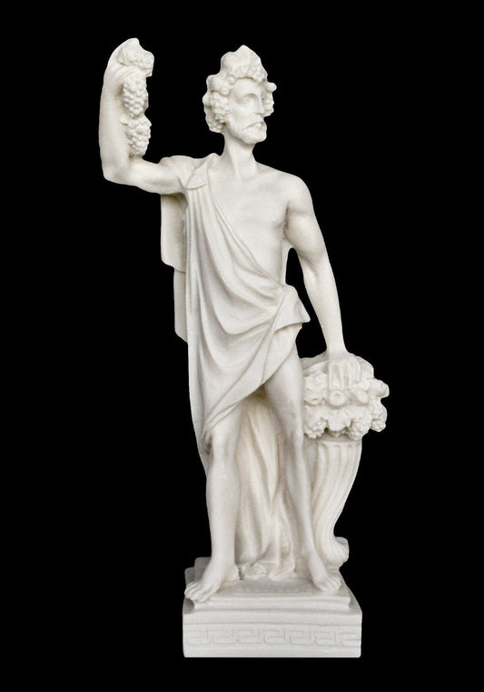 Dionysus Bacchus - Greek Roman God of Wine, Fertility, Ritual Madness, Theater and Religious Ecstasy  - Alabaster Statue Sculpture