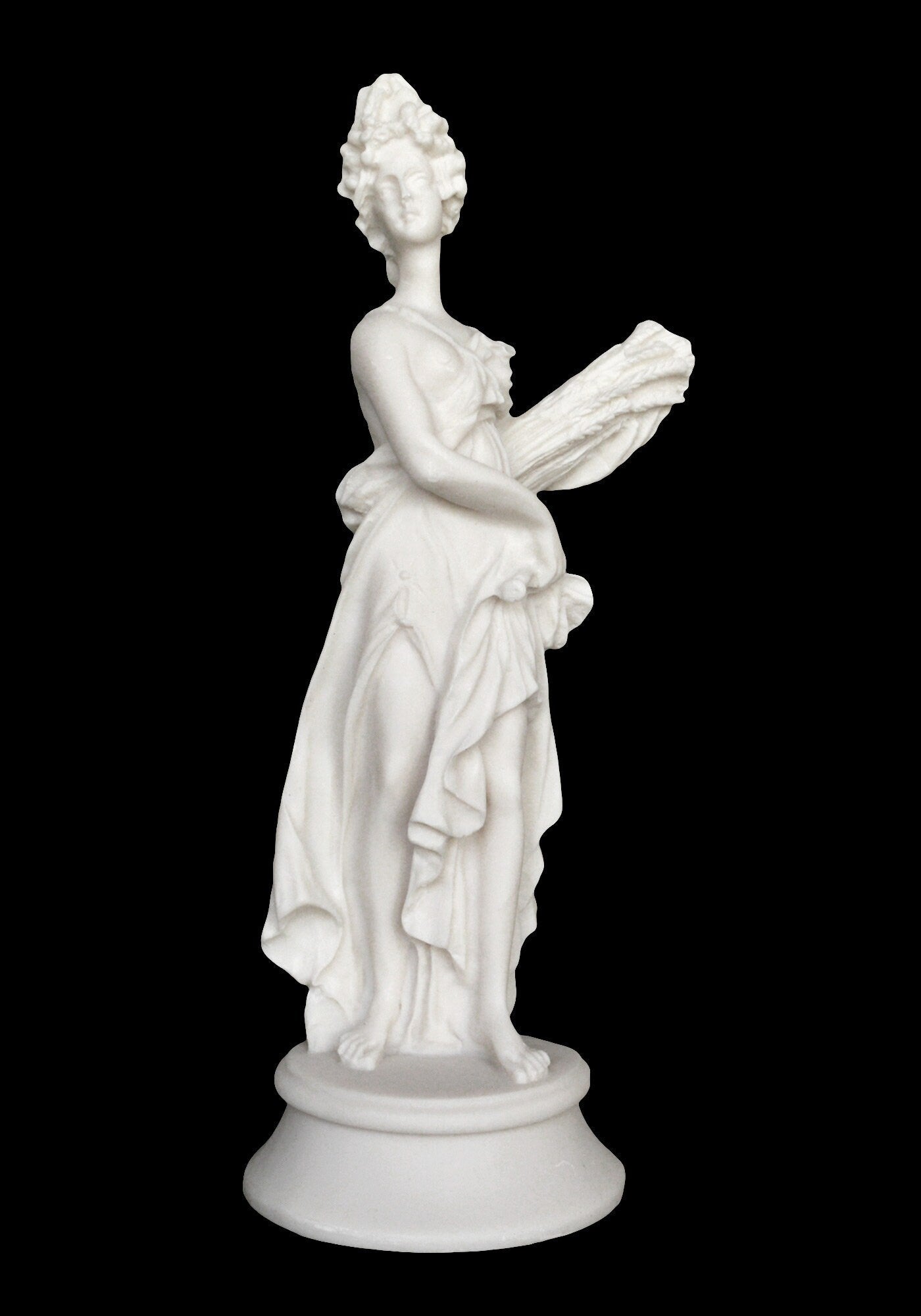 Demeter Ceres - Greek Roman Goddess - She had control over the harvest and the growing of grains - Persephone's Mother - Alabaster Statue