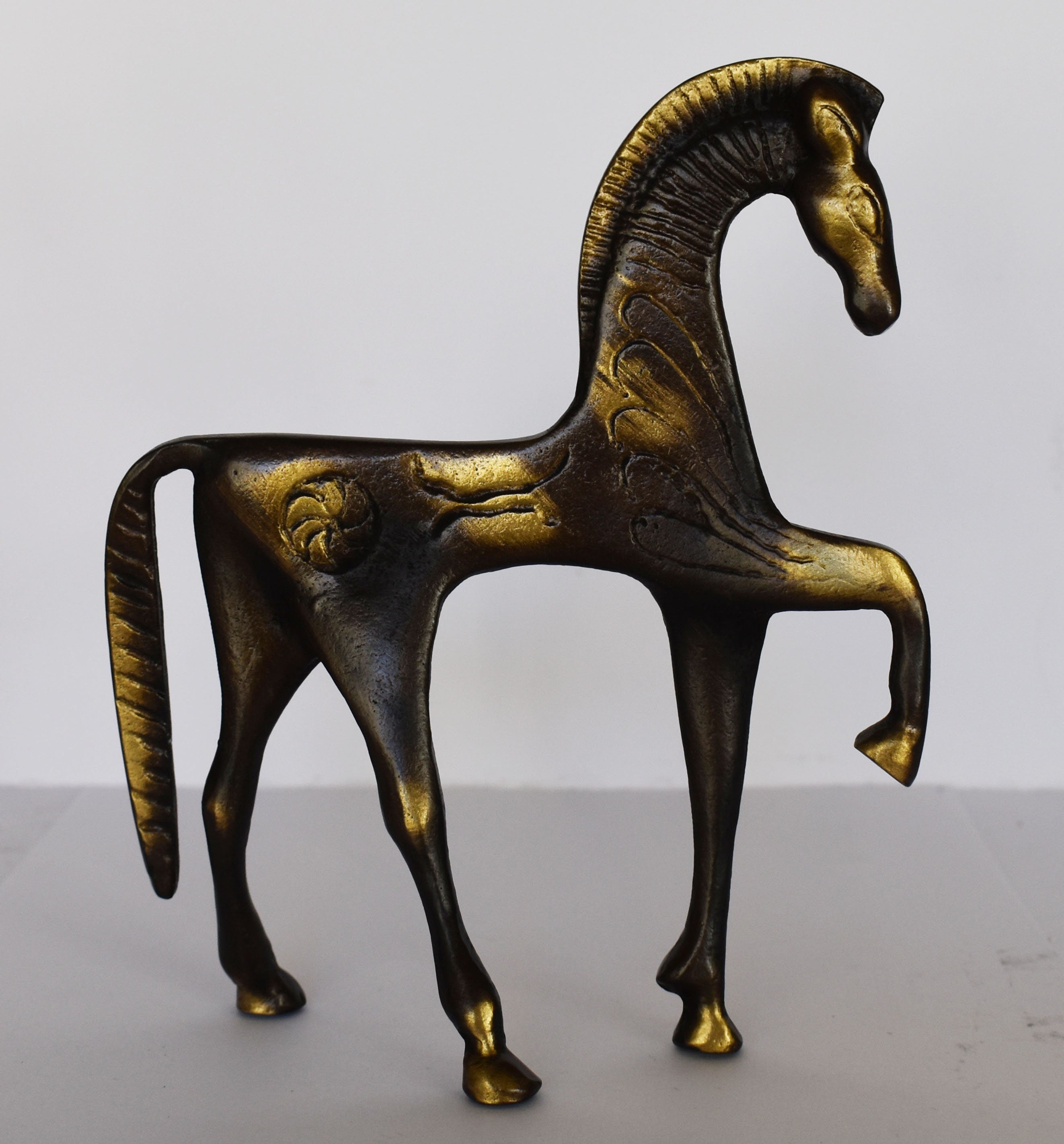 Ancient Greek Horse - In motion - pure Bronze Sculpture - Symbol of Wealth and Prosperity