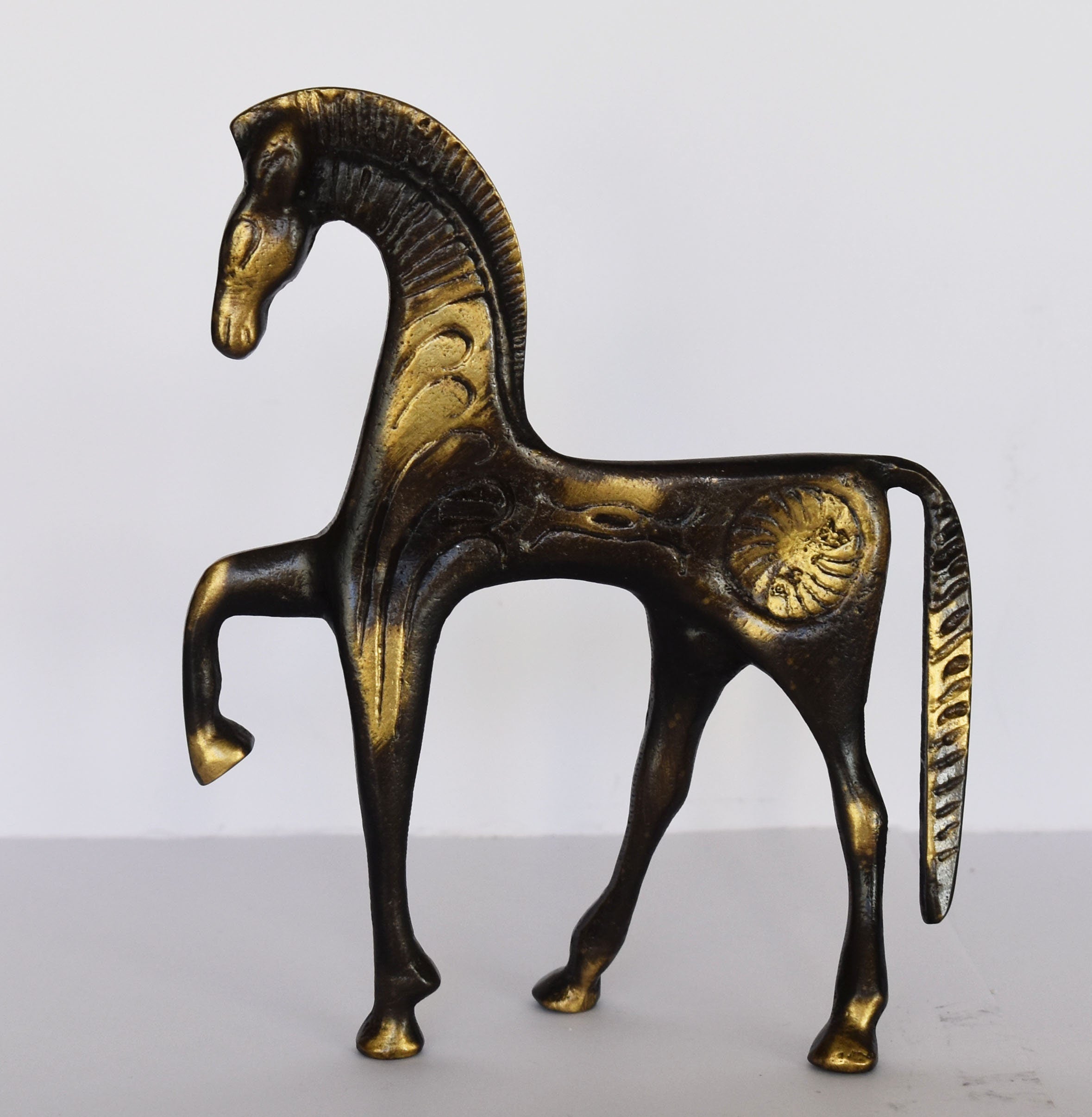 Ancient Greek Horse - In motion - pure Bronze Sculpture - Symbol of Wealth and Prosperity