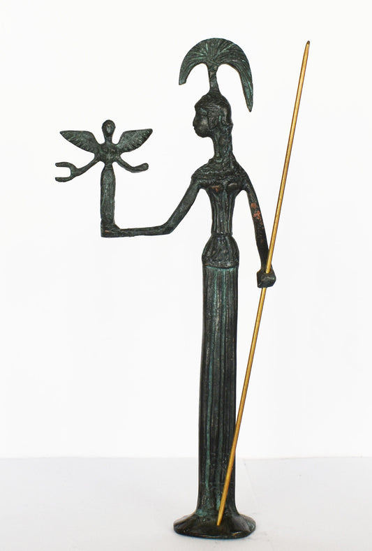 Athena Minerva - Greek Roman Goddess of wisdom, handicraft, and warfare - Greek Mythology, Religion - pure bronze  statue