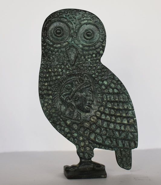 Athenian Owl - Symbol of Wisdom - Ancient Greek Replica - pure Bronze Sculpture