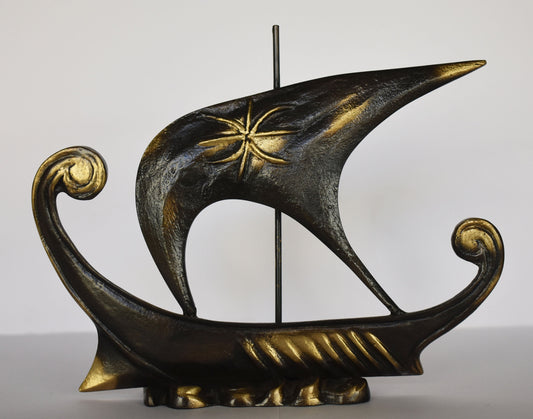 Ancient Greek Athenian Ship - reproduction  - pure Bronze Sculpture