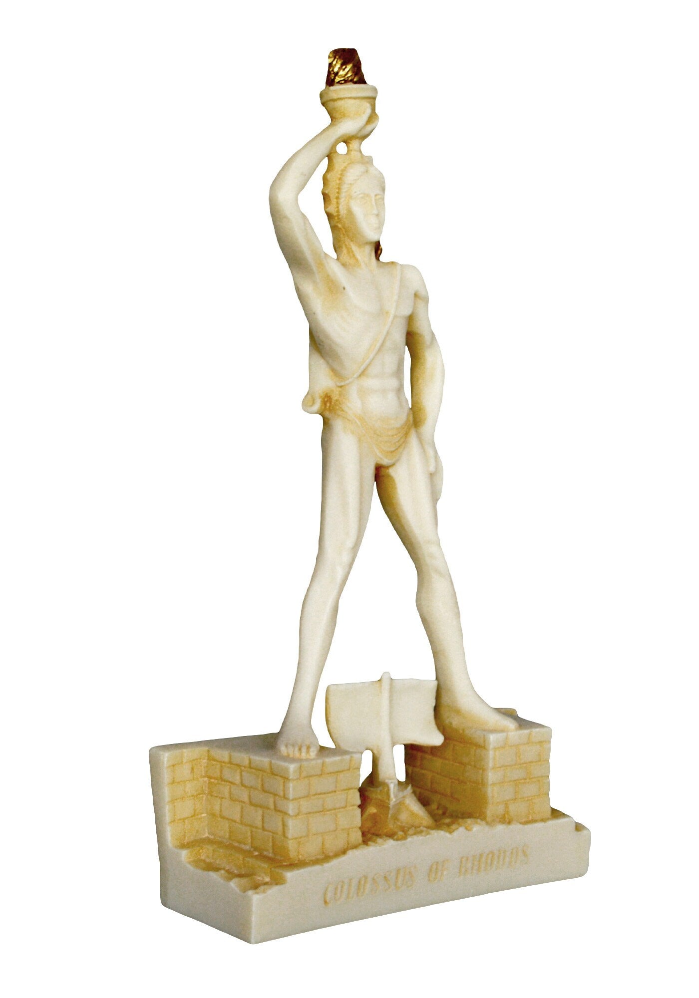 Colossus of Rhodes - Sun God Helios - 280-226 BC - One of the Seven Wonders of the Ancient World - Aged Alabaster Statue