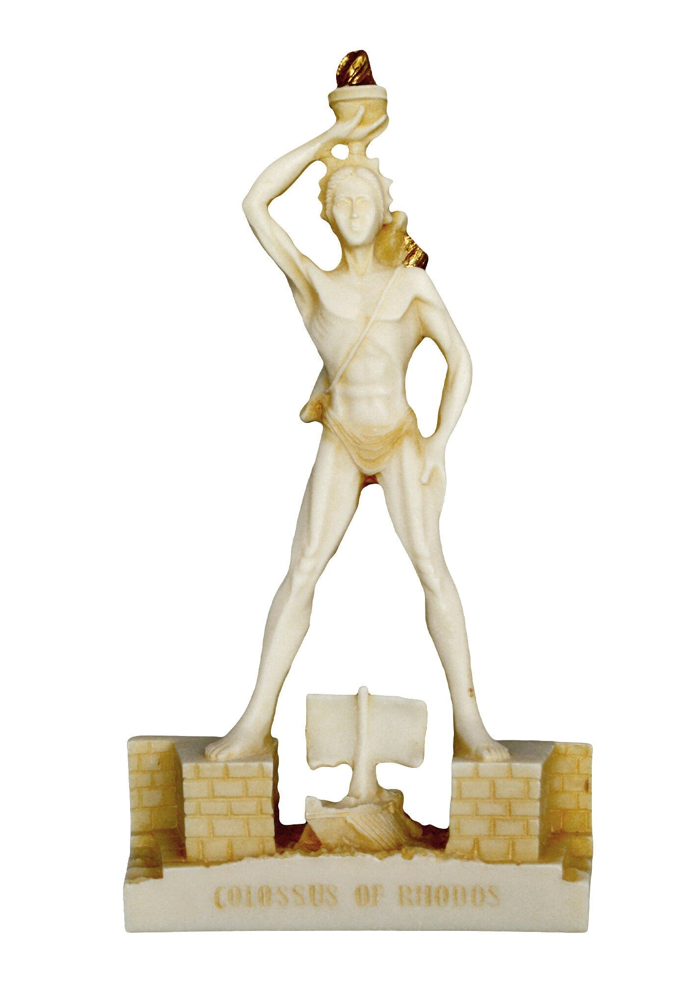 Colossus of Rhodes - Sun God Helios - 280-226 BC - One of the Seven Wonders of the Ancient World - Aged Alabaster Statue