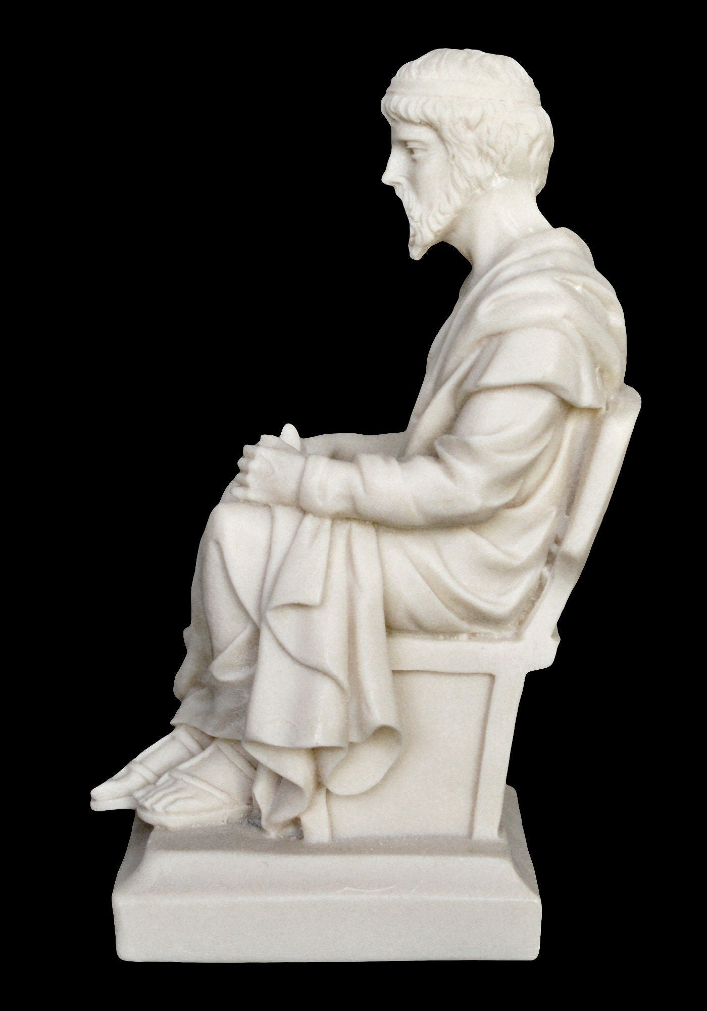 Plato - The pre-eminent Greek philosopher, known for his Dialogues and for founding his Academy in Athens - Alabaster Sculpture