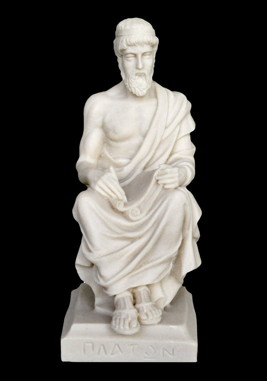 Plato - The pre-eminent Greek philosopher, known for his Dialogues and for founding his Academy in Athens - Alabaster Sculpture