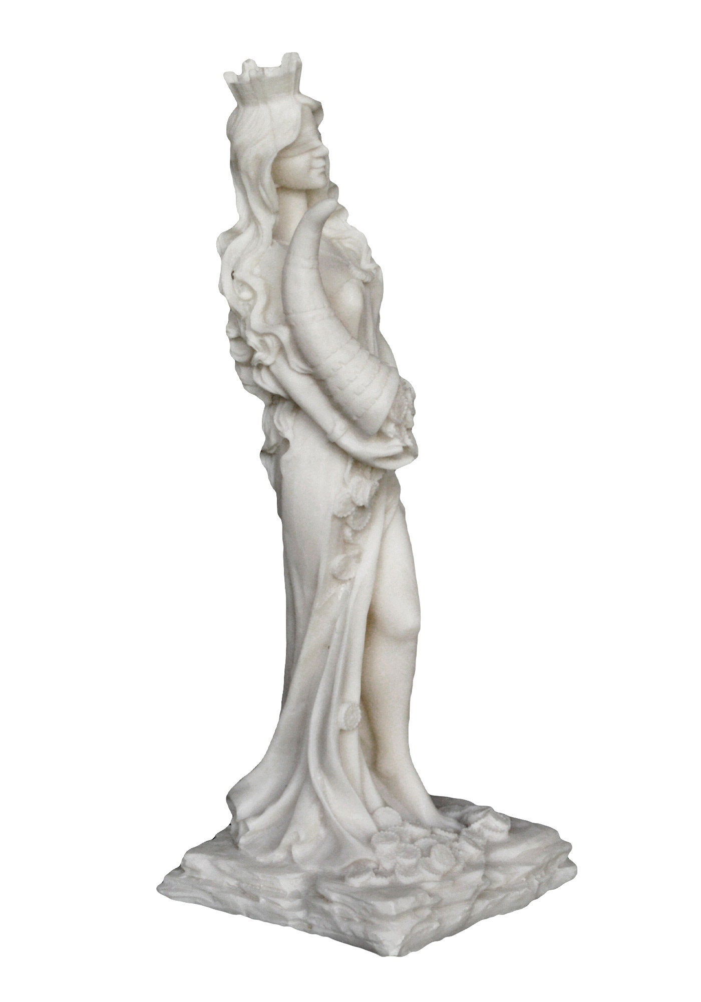 Tyche Fortuna- Greek Roman Goddess of Chance, Fate and Fortune - Alabaster Sculpture