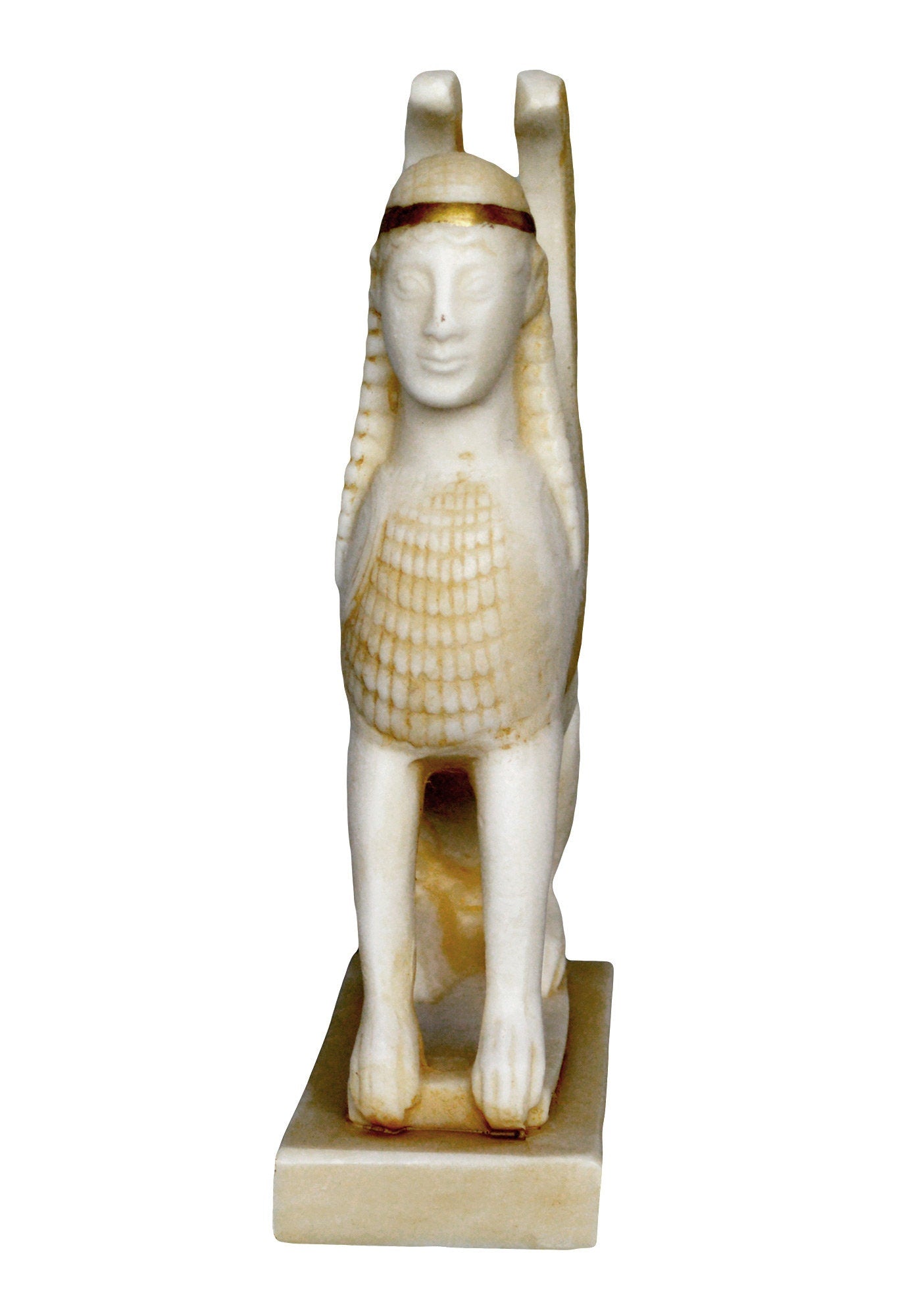 Sphinx - Guardian of Sacred Places, Symbol of Mystery - Composition of the Mortal and the Immortal - Riddle to Oedipus- Aged Alabaster