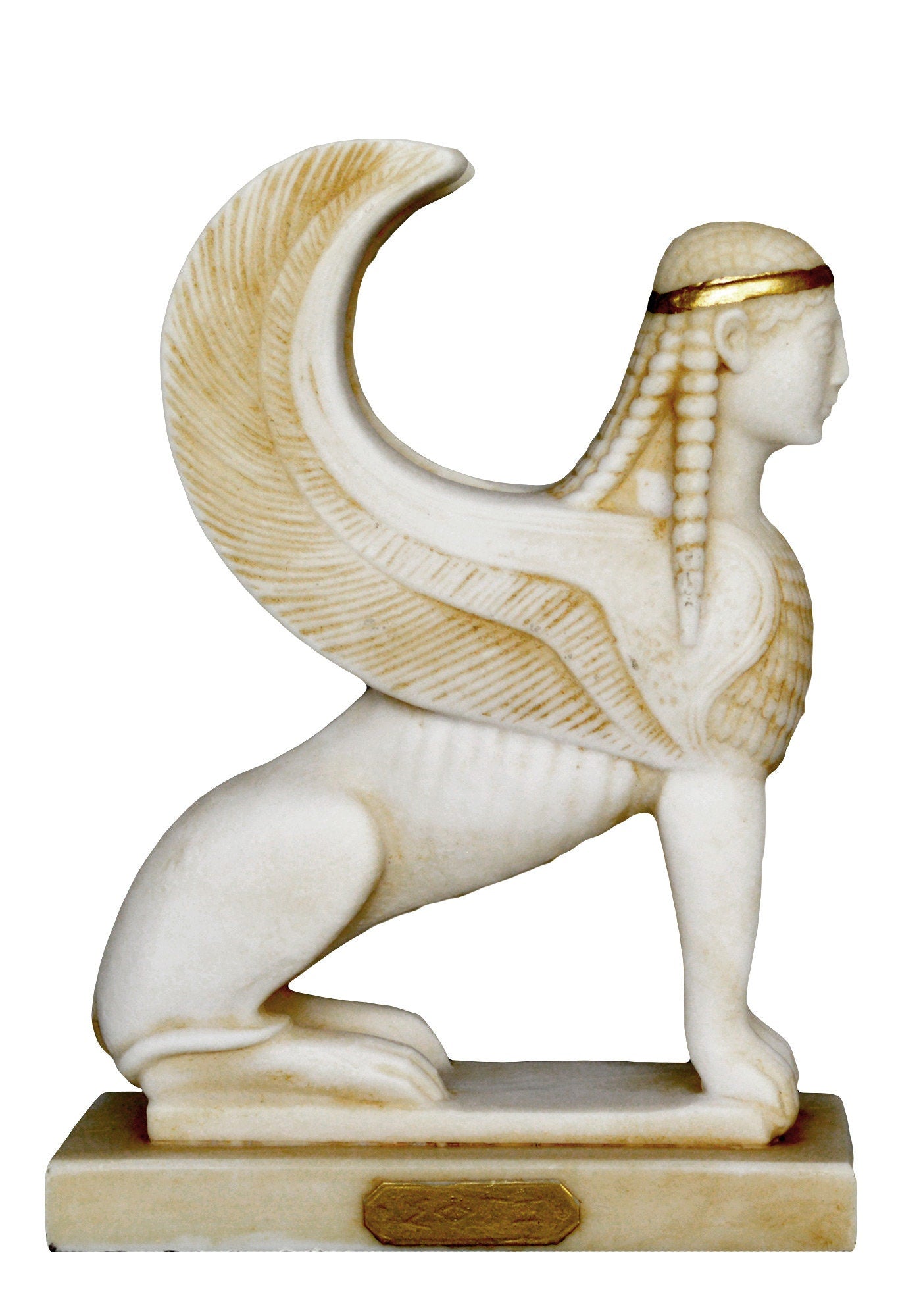 Sphinx - Guardian of Sacred Places, Symbol of Mystery - Composition of the Mortal and the Immortal - Riddle to Oedipus- Aged Alabaster