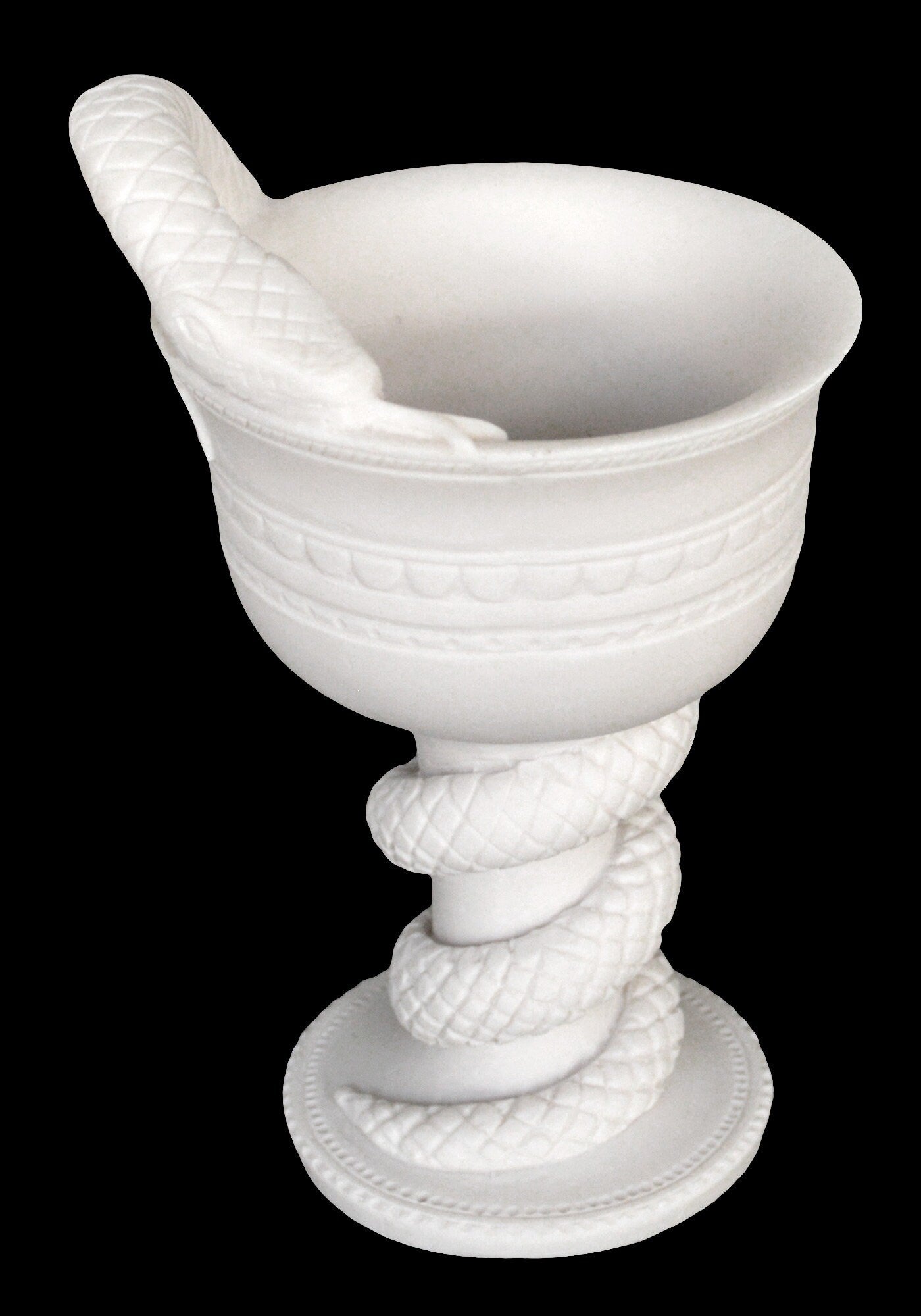 Cup with Snake Design, Symbol of Healing, Guardian of Sacred Places - Alabaster Sculpture