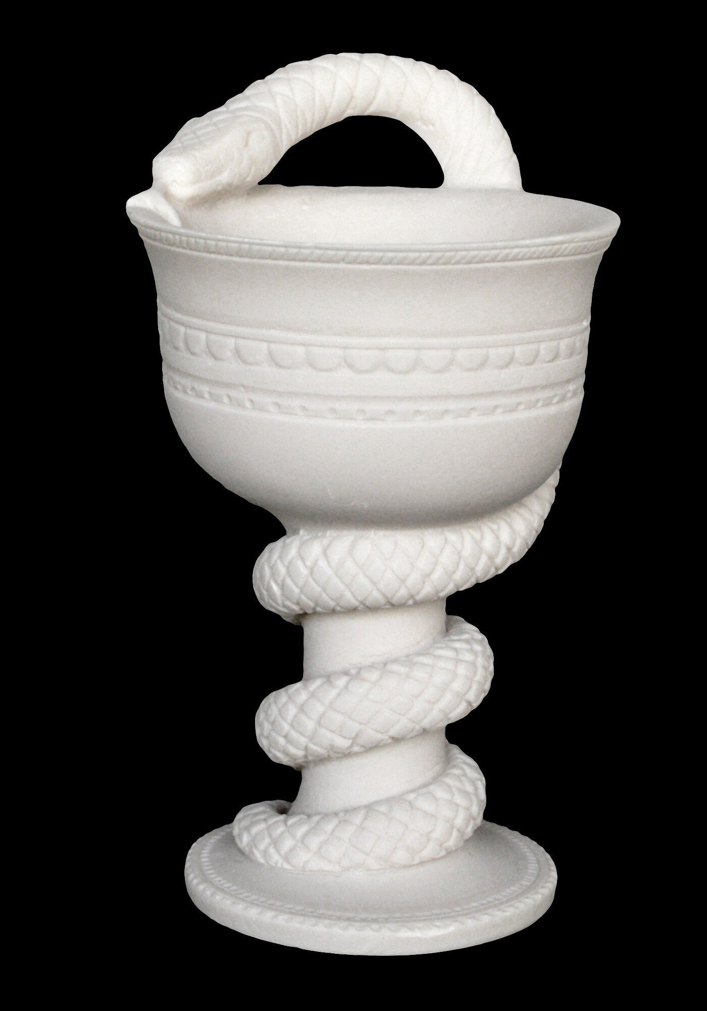 Cup with Snake Design, Symbol of Healing, Guardian of Sacred Places - Alabaster Sculpture
