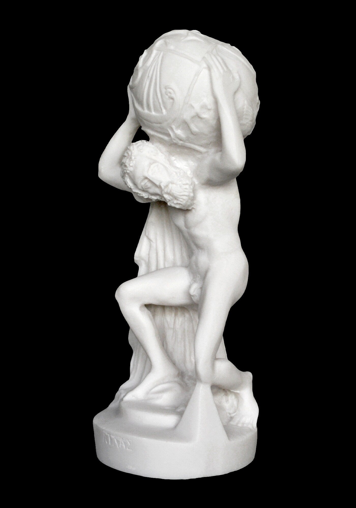 Atlas - Iapetus’ son - Leader of the Titan Rebellion against Zeus - Condemned to eternally hold up the Sky - Alabaster Statue Sculpture
