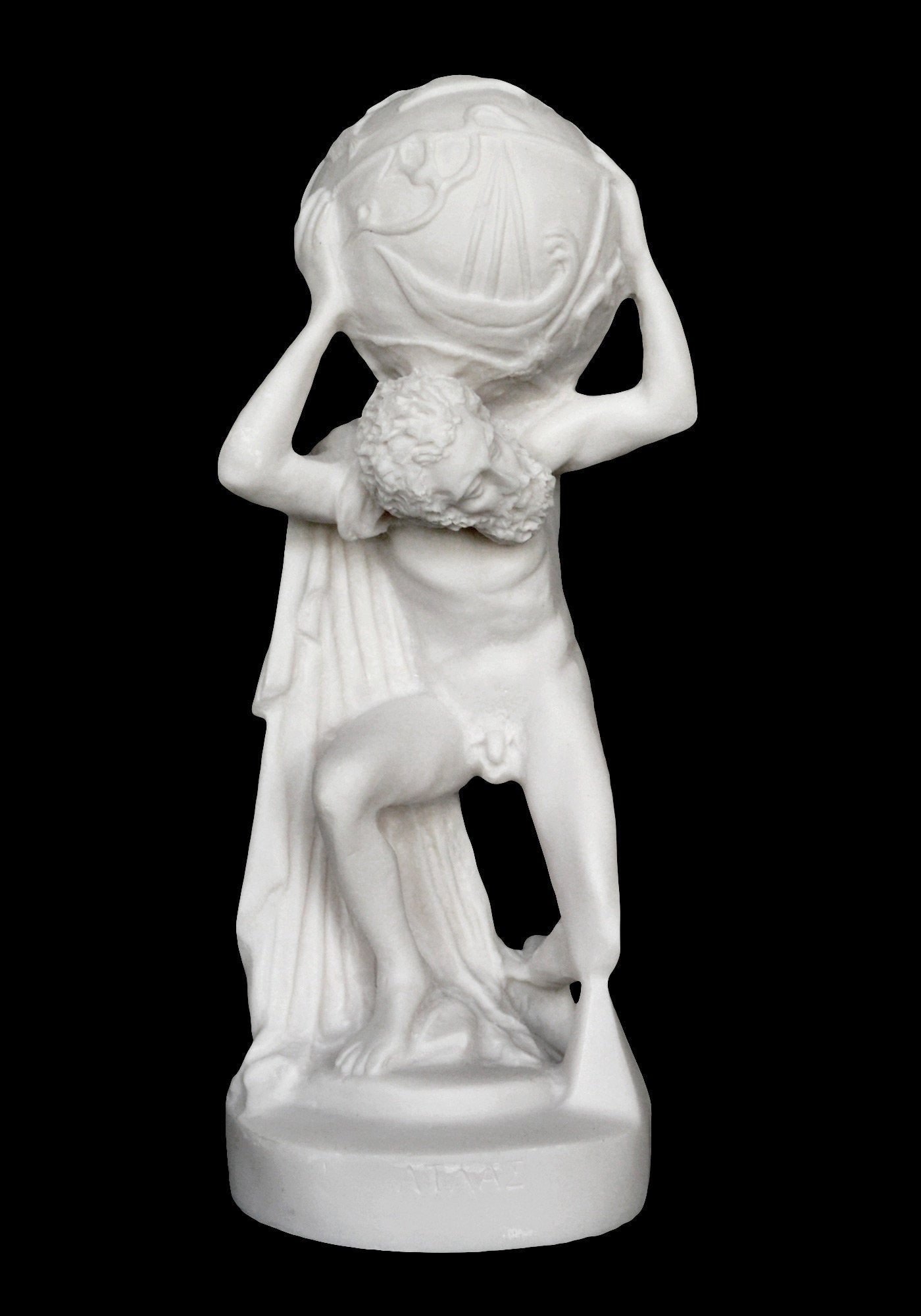 Atlas - Iapetus’ son - Leader of the Titan Rebellion against Zeus - Condemned to eternally hold up the Sky - Alabaster Statue Sculpture