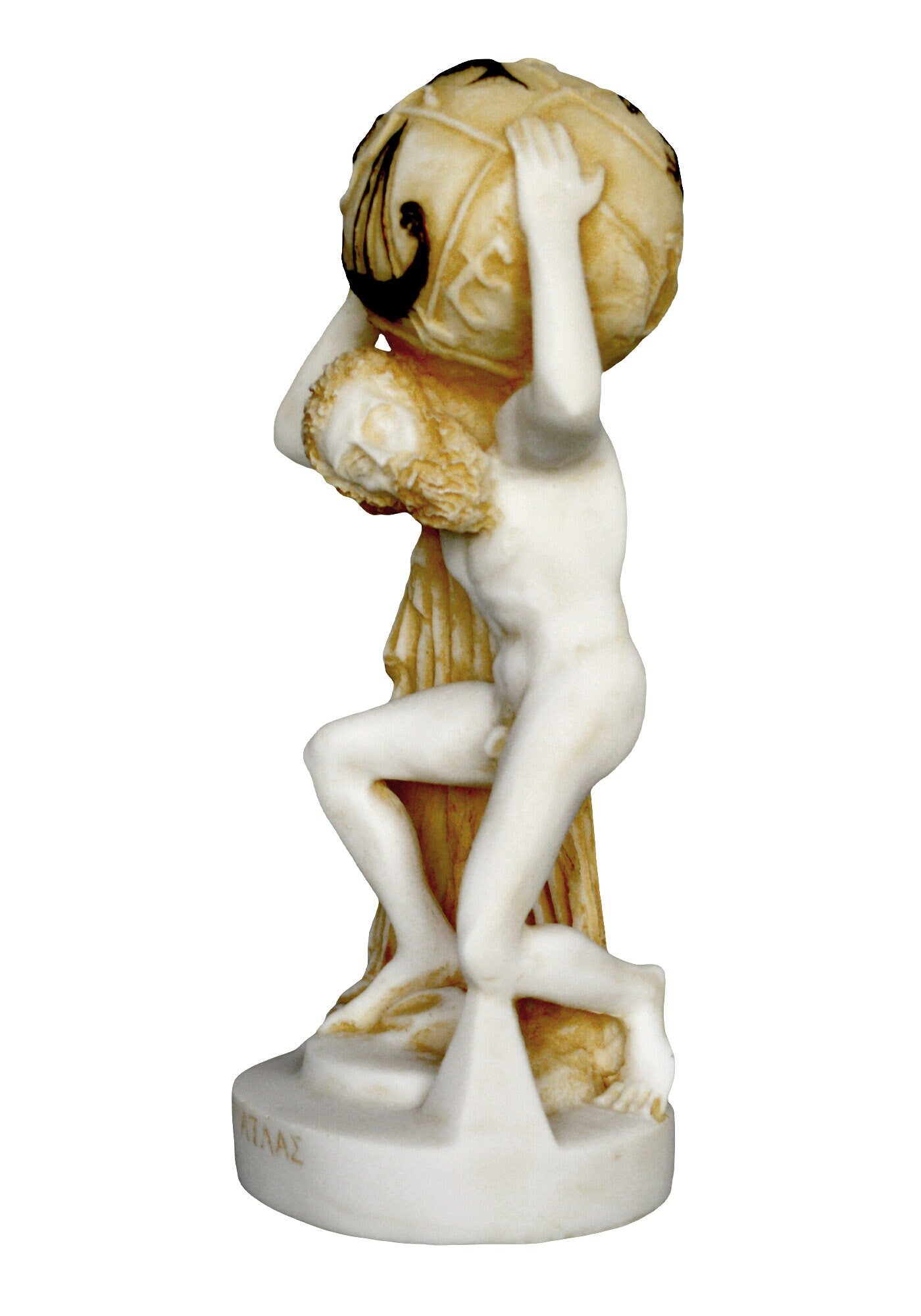 Atlas - The primordial Titan who supported the heavens - Titanomachy,  Astronomy - aged alabaster statue Sculpture