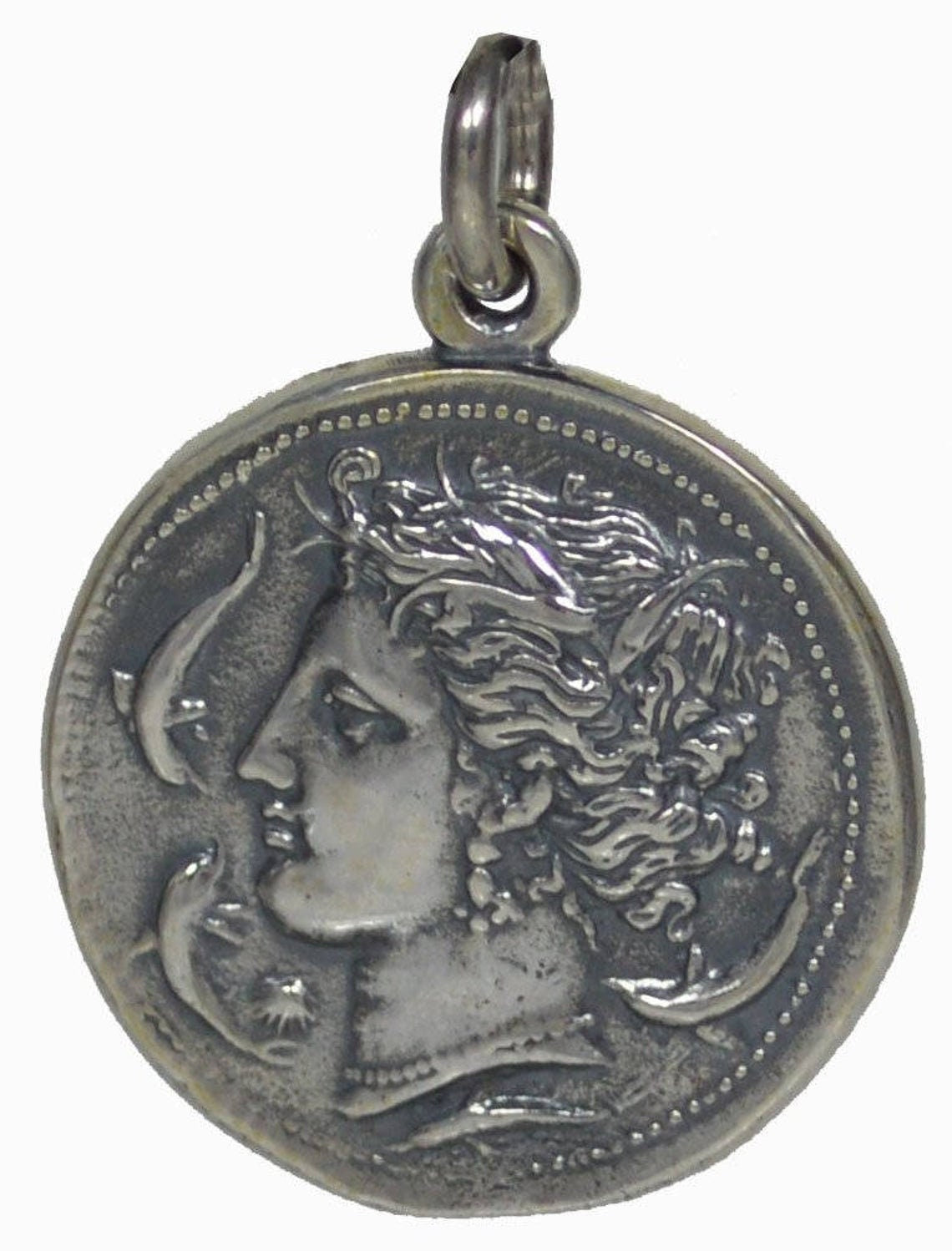Artemis Diana- Greek Roman Goddess of  hunting, wilderness, wild animals, Moon and chastity - Syracuse Coin Pendant - 925 Sterling Silver