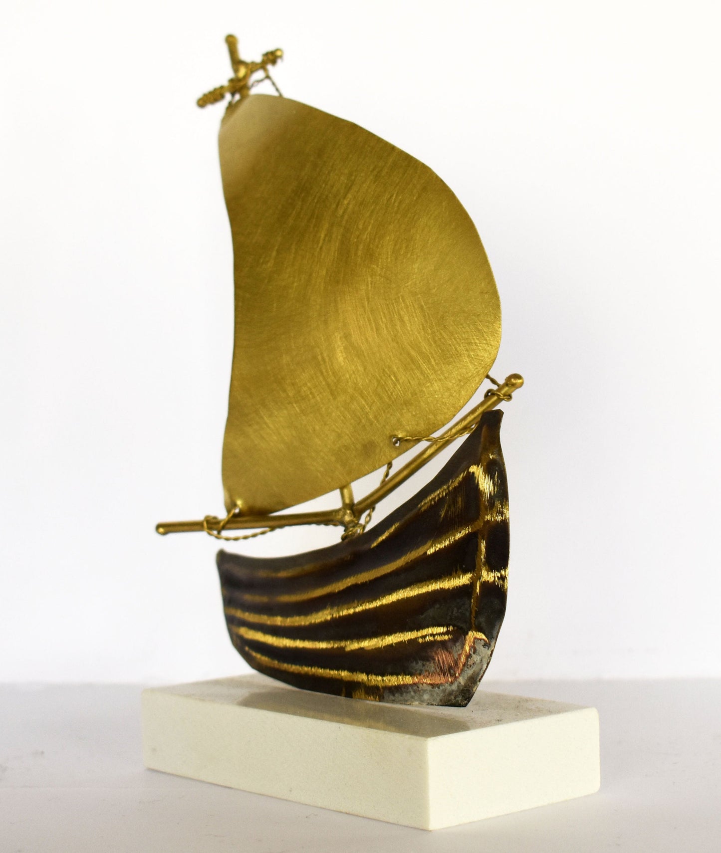 Traditional Greek Sailing Vessel - marble base - pure Bronze Sculpture