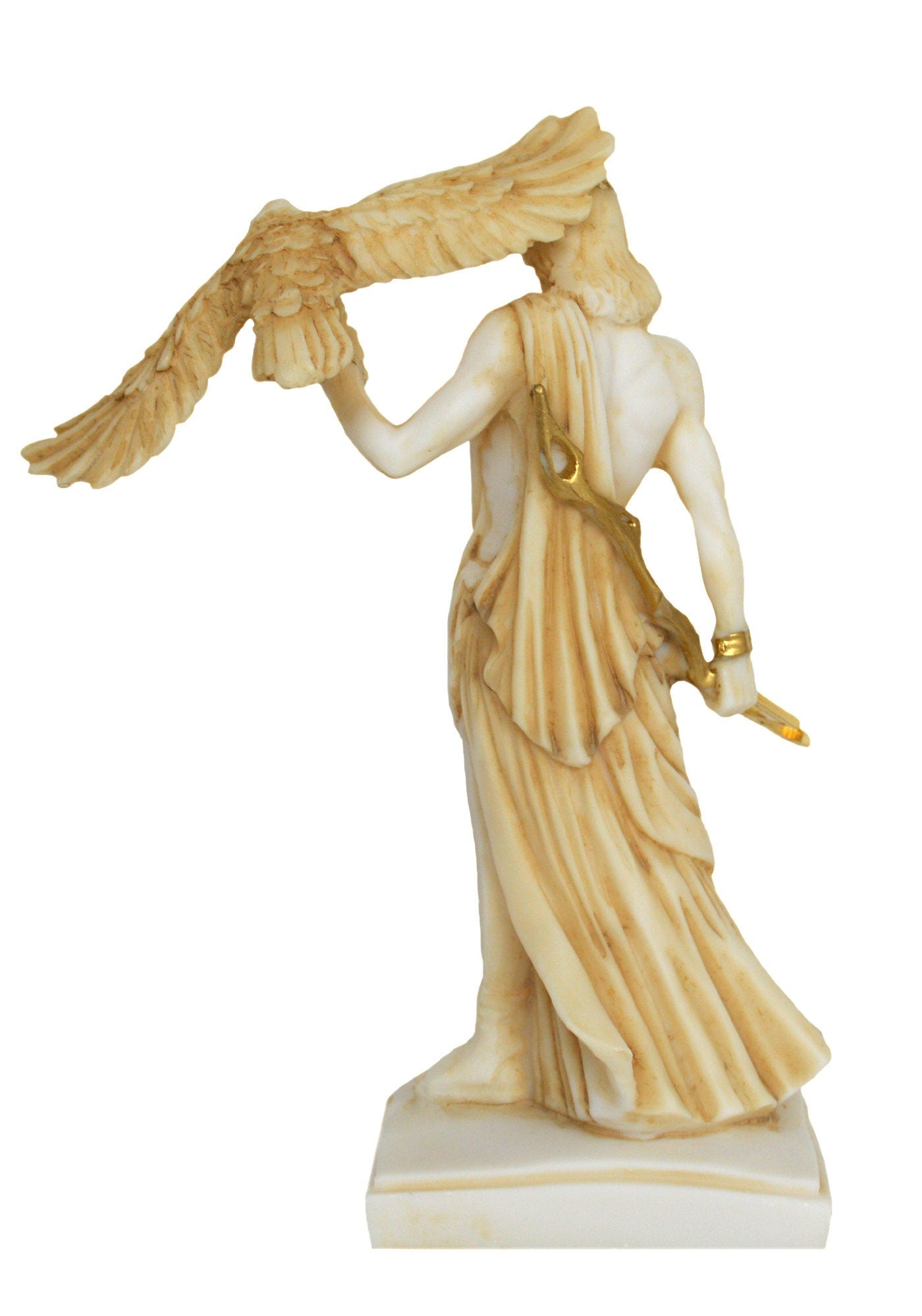 Zeus Jupiter- Greek Roman King of all Gods of Mount Olympus - Ruler of Sky, Lightning and Thunder - Heaven and Earth - Aged Alabaster Statue