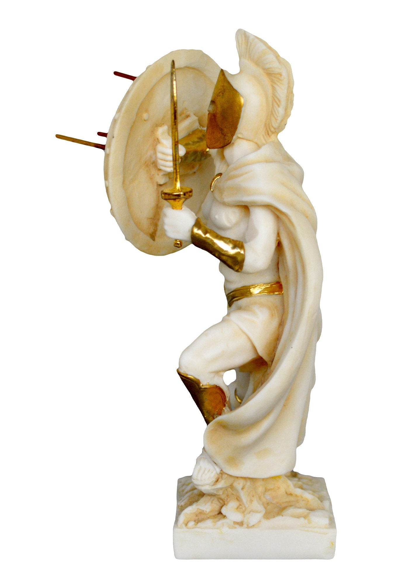 Leonidas - Spartan King and Leader of 300 - Battle of Thermopylae - 480 BC - Molon Labe, Come and Take Them - Aged Alabaster Statue