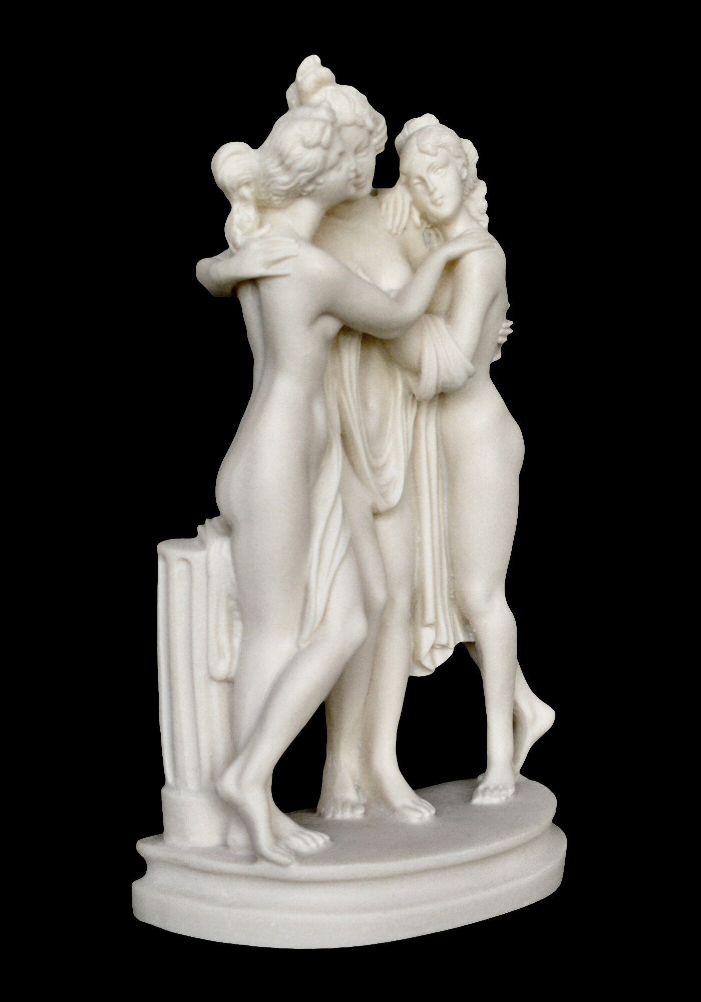Three Graces Gratiae  - Euphrosyne, Aglaia, and Thalia - Greek Roman Goddesses of Pleasure, Creativity  - Alabaster  Sculpture