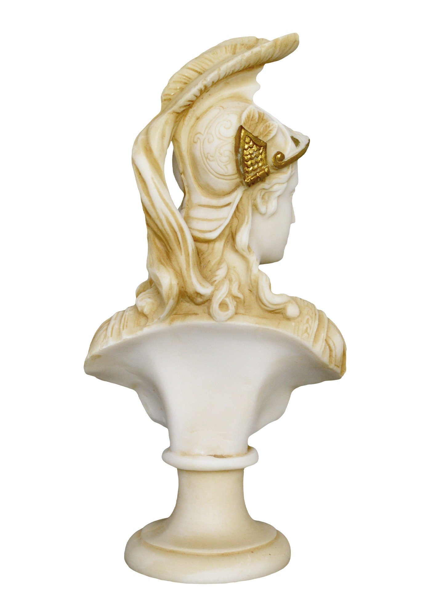 Athena Minerva Bust - Greek Roman Goddes of Wisdom, Strength, Strategy, Courage, Inspiration, Arts, Crafts, and Skill - Aged Alabaster
