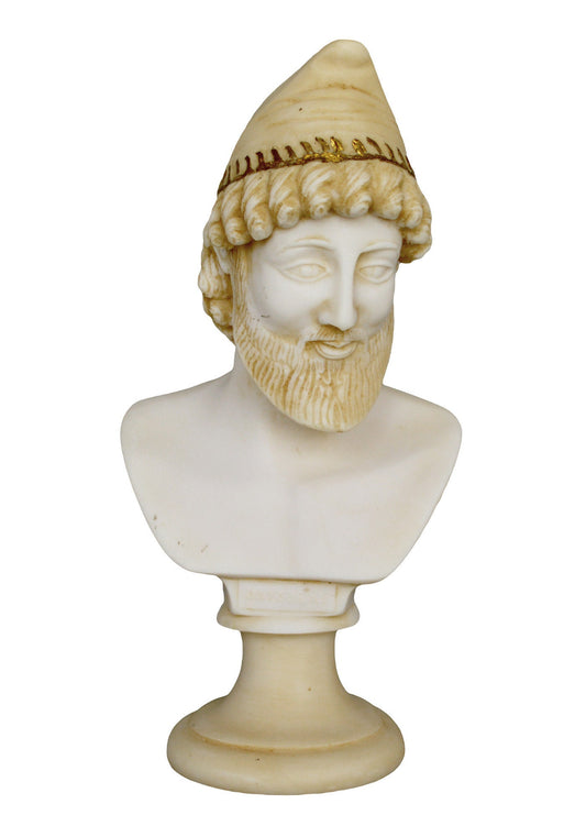 Odysseus Bust - King of Ithaca - Hero of Homer's Iliad, Odyssey - Intellectual Brilliance, Guile and Versatility  - Aged Alabaster Sculpture