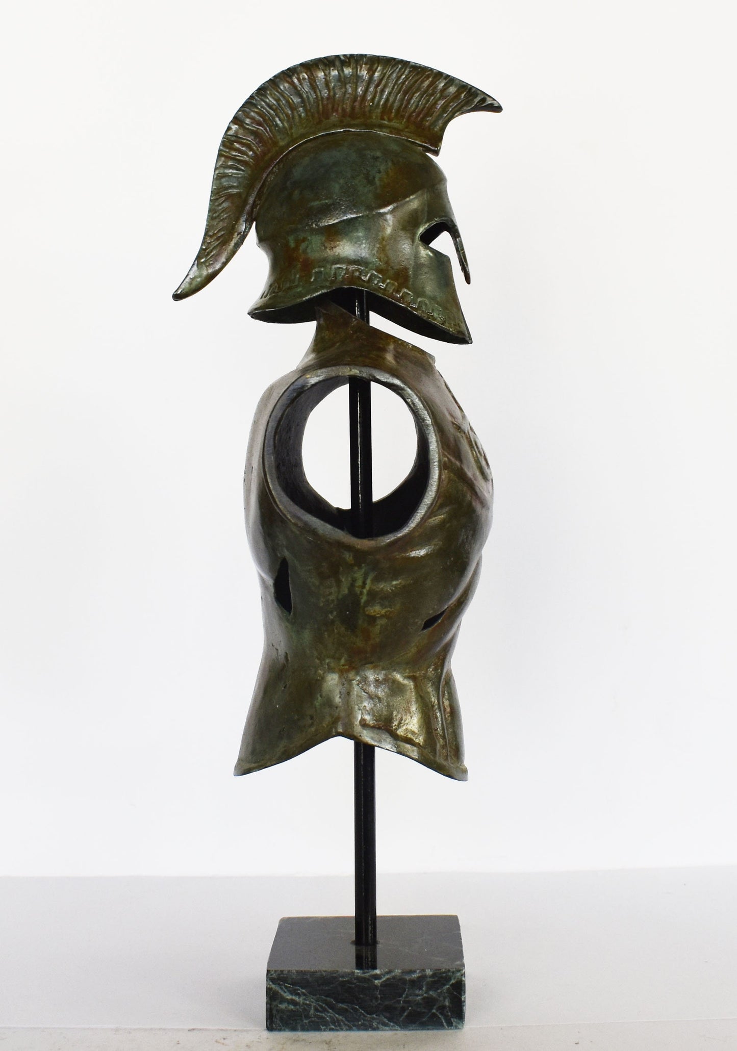 Spartan hoplite's armor, panoply - Army - battle of Thermopylae - King Leonidas and 300 - marble base - pure Bronze Sculpture