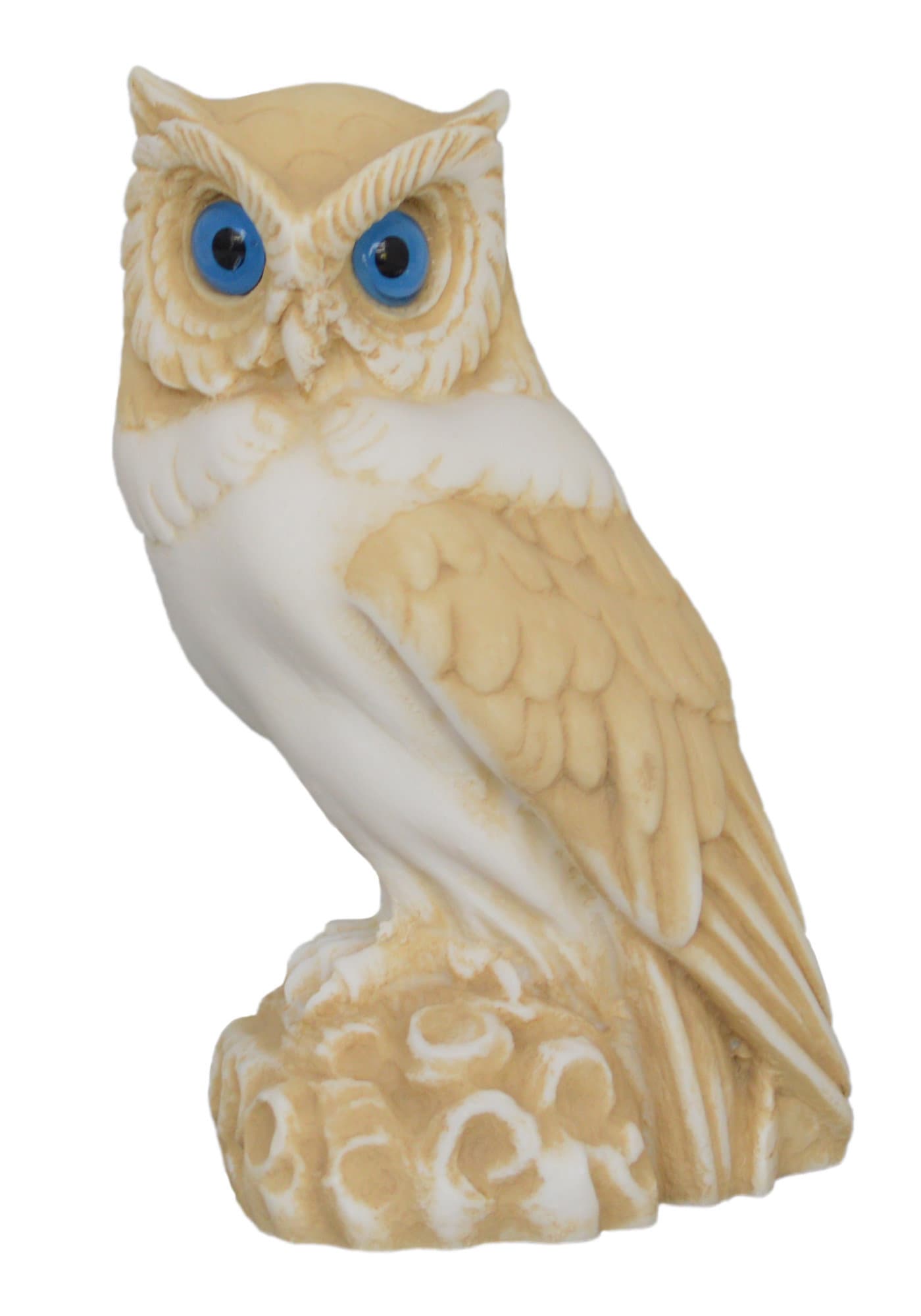 Owl - Ancient Greek Symbol of Wealth, Prosperity, Wisdom, Good Luck and Fortune - Aged Alabaster Sculpture