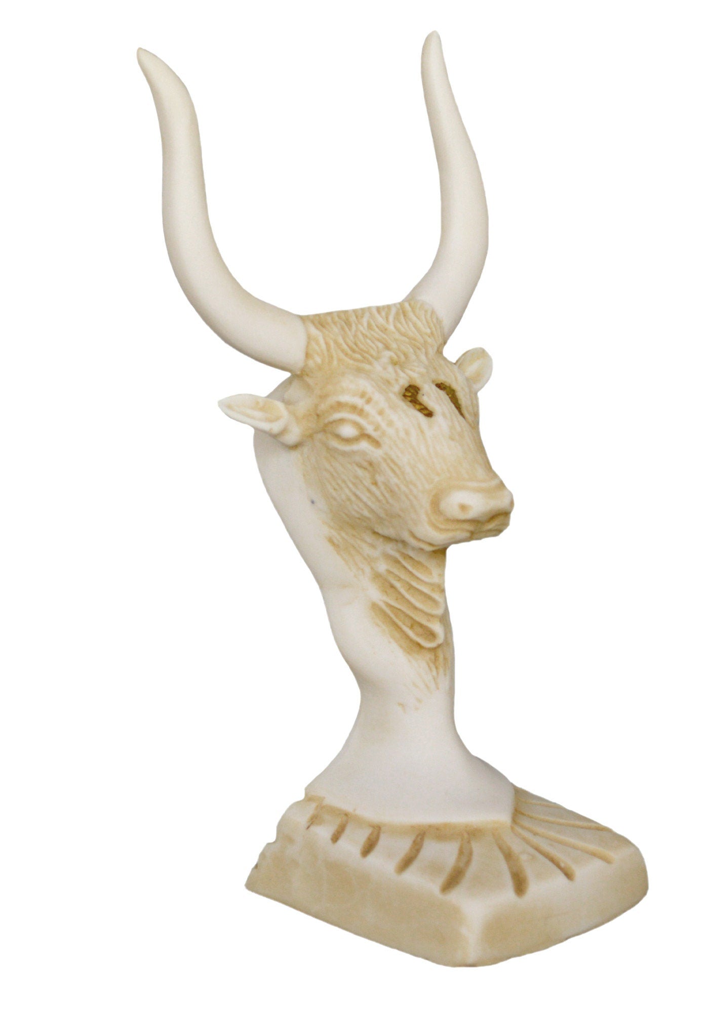 Minoan Bull Head - Knossos Palace - Crete - Symbol of Cosmic Energy, Forces of Life and Death, Pillars of the universe - Aged Alabaster