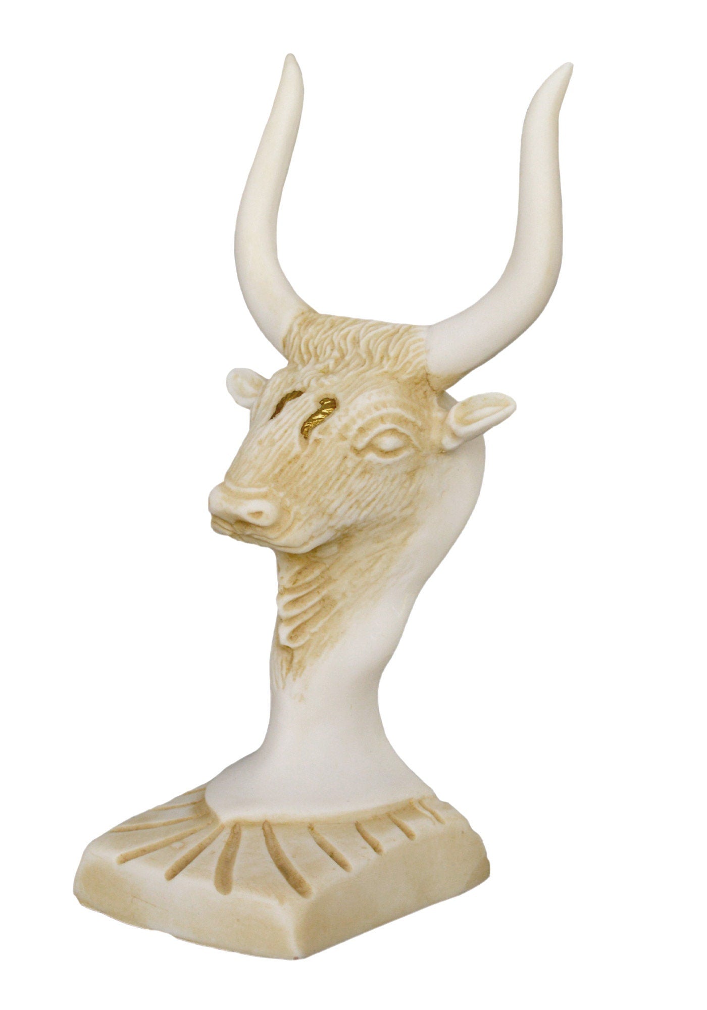 Minoan Bull Head - Knossos Palace - Crete - Symbol of Cosmic Energy, Forces of Life and Death, Pillars of the universe - Aged Alabaster