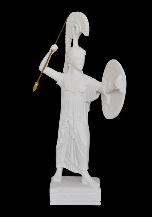 Athena Minerva - Greek Roman Goddess of Wisdom, Strength, Strategy, Courage, Inspiration, Arts, Crafts, and Skill - Alabaster Statue