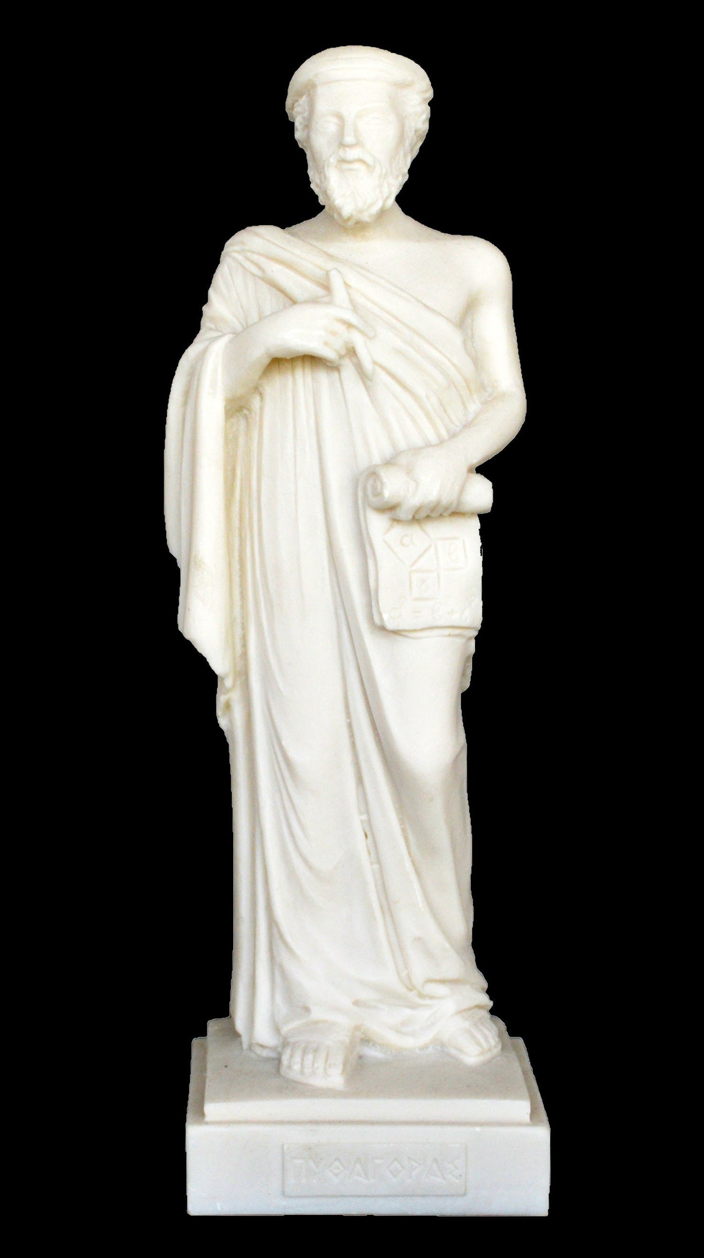 Pythagoras of Samos - 570–495 BC - Ancient Greek Philosopher and Mathematician - Immortality of the Soul - Alabaster Statue Sculpture